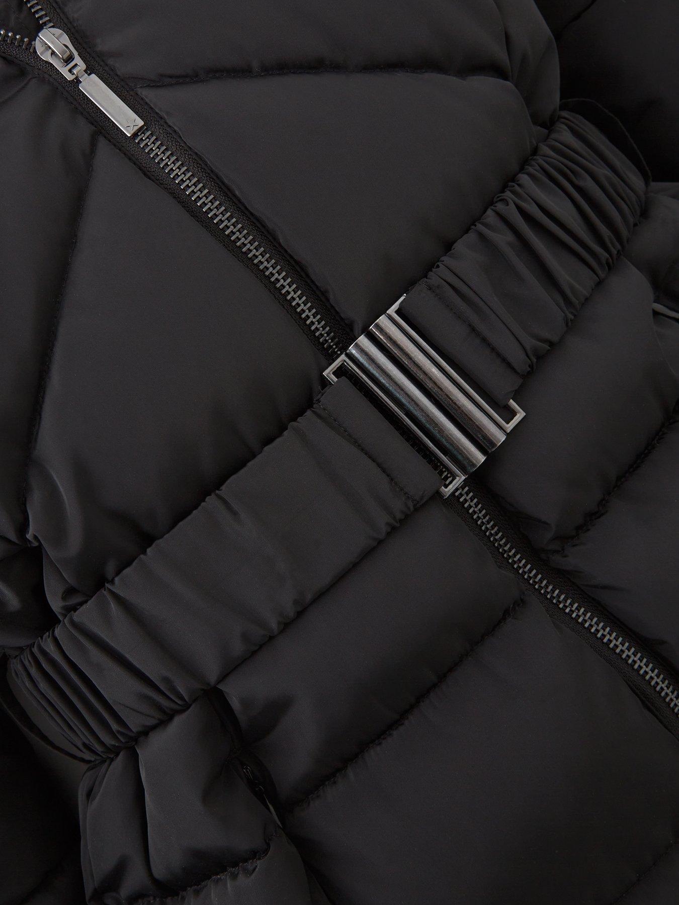 Image 4 of 4 of Everyday Girls Quilted Back To School Longline Black Coat