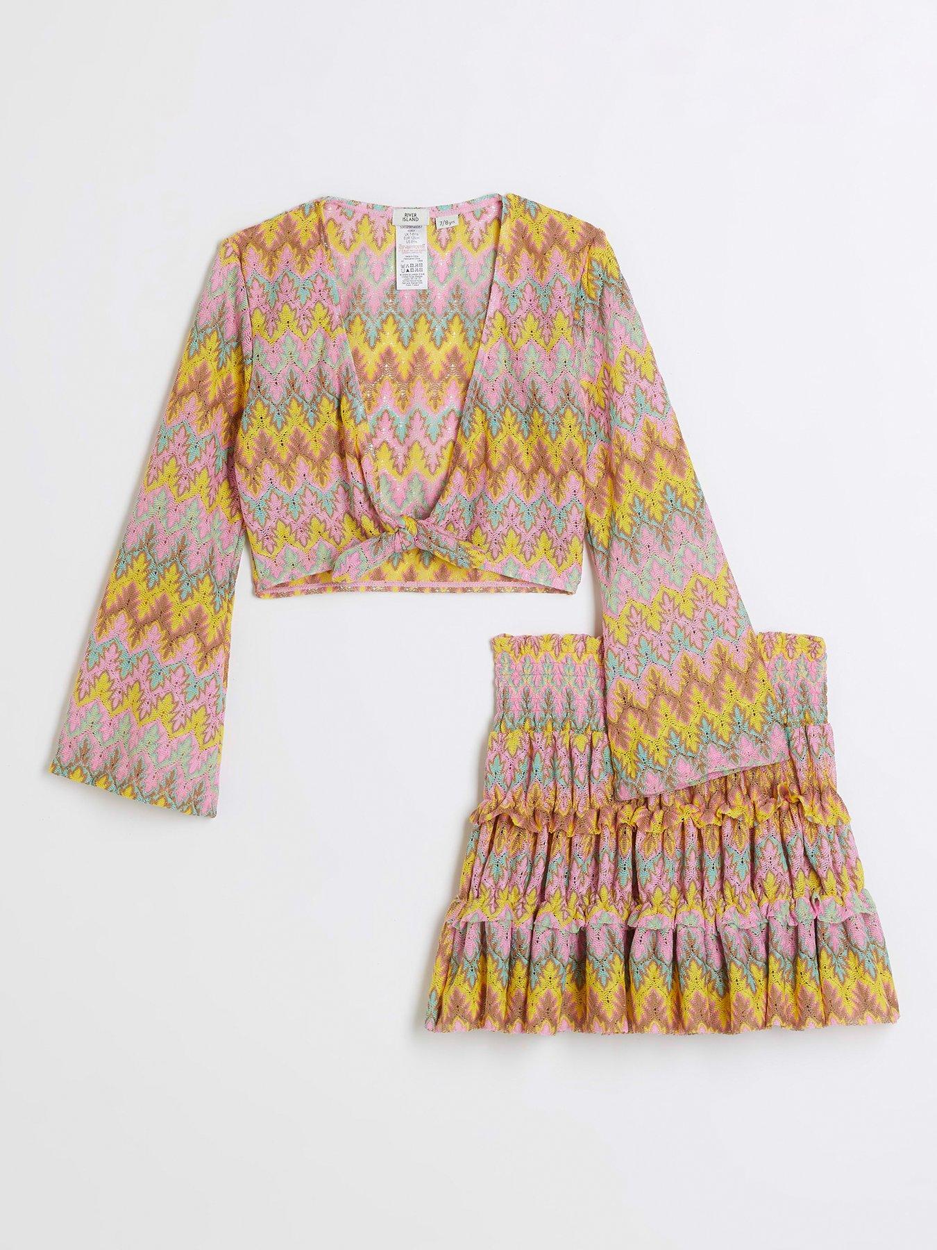 River Island Girls Chevron Top And Skirt Beach Set Green Very Ireland