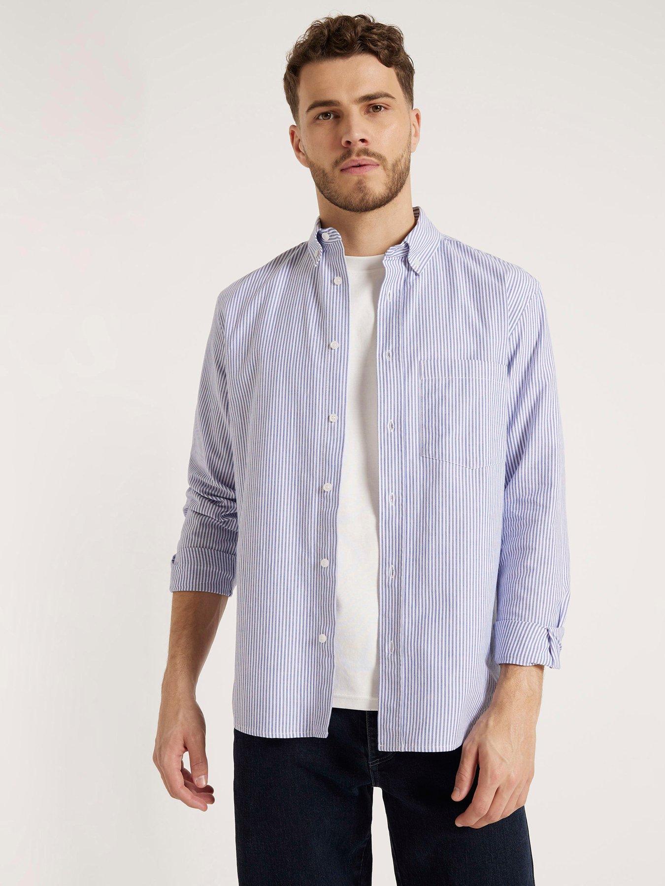 river-island-river-island-stripe-slim-oxford-shirt-blue