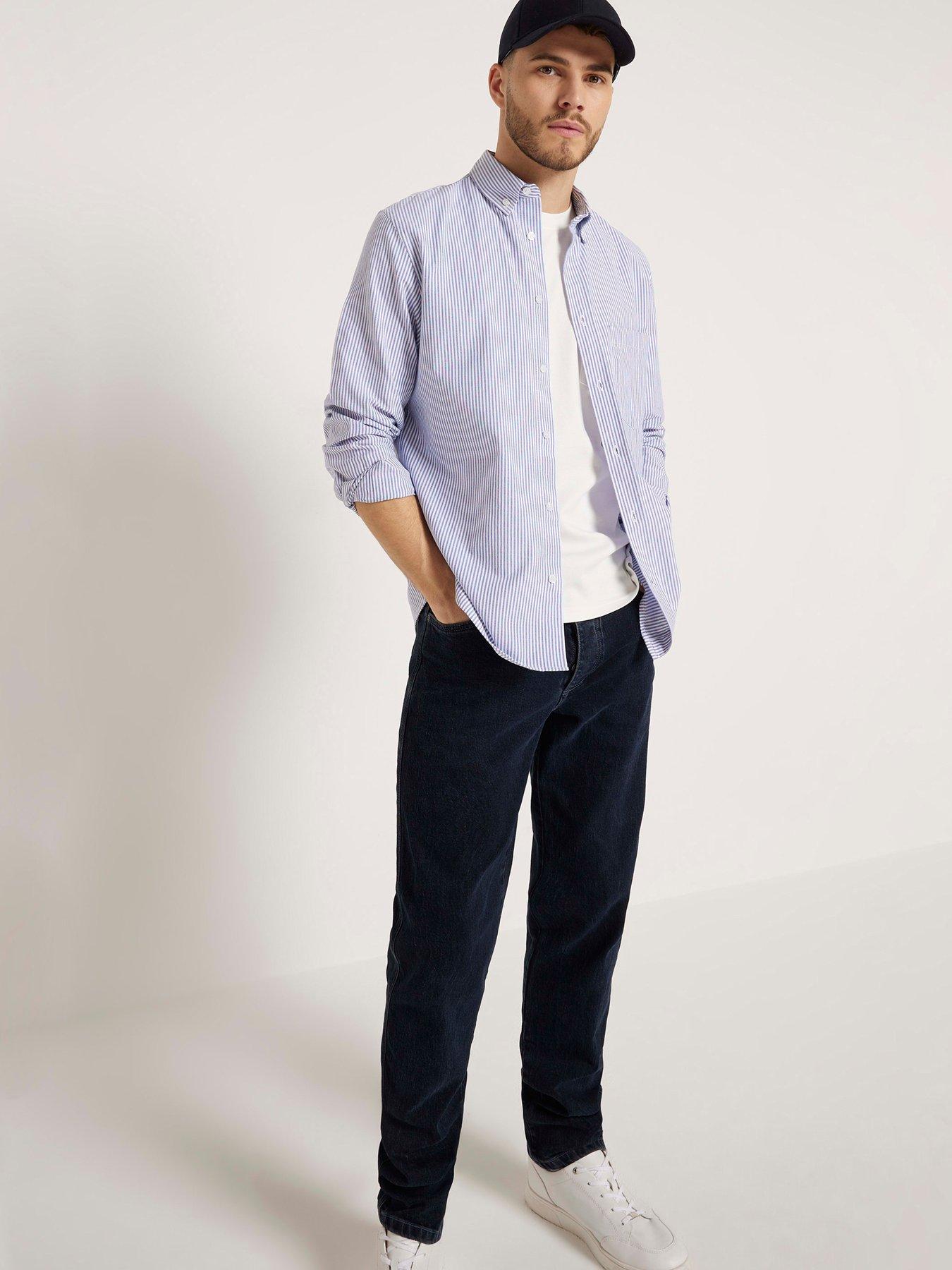 river-island-river-island-stripe-slim-oxford-shirt-blueback