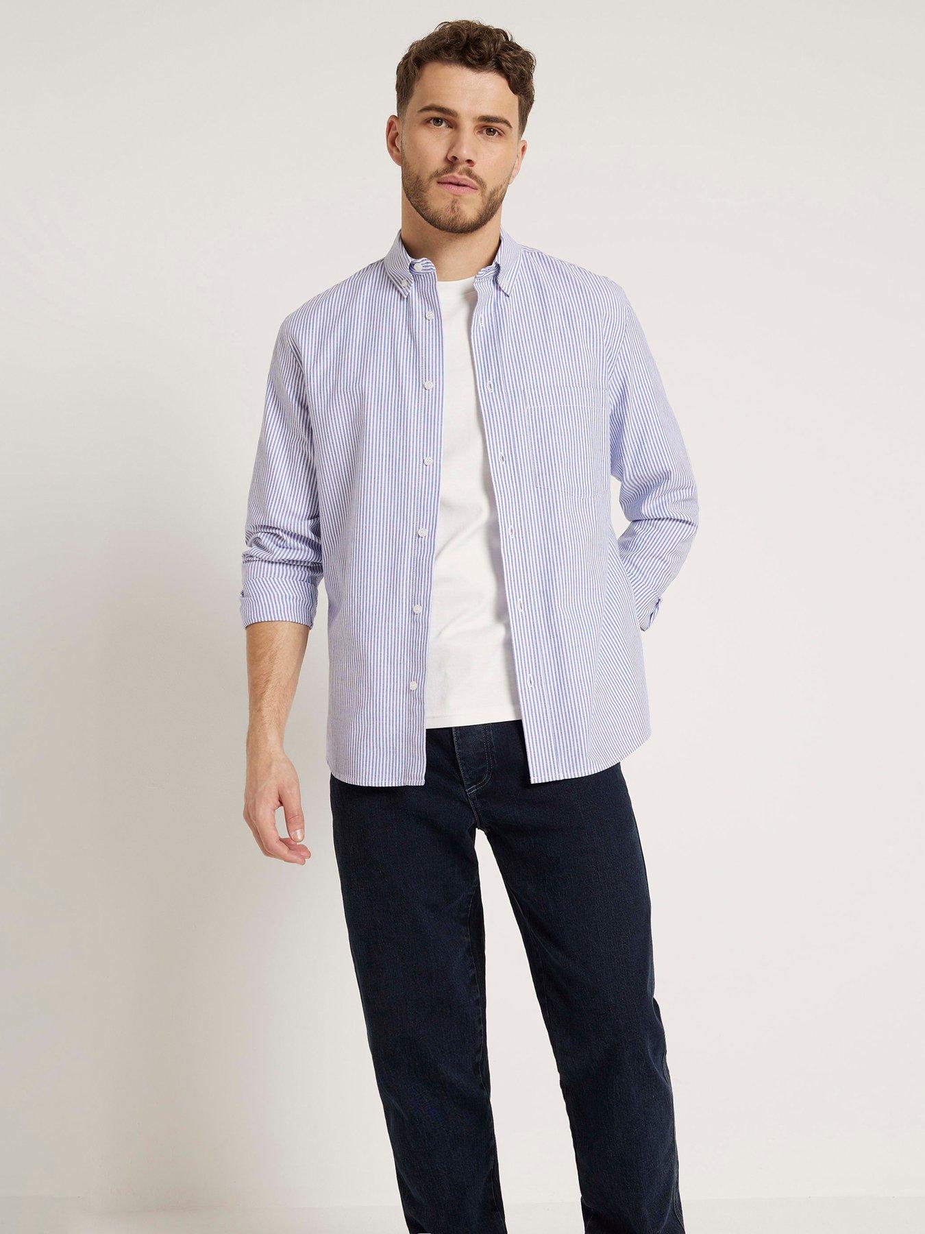 river-island-river-island-stripe-slim-oxford-shirt-blueoutfit