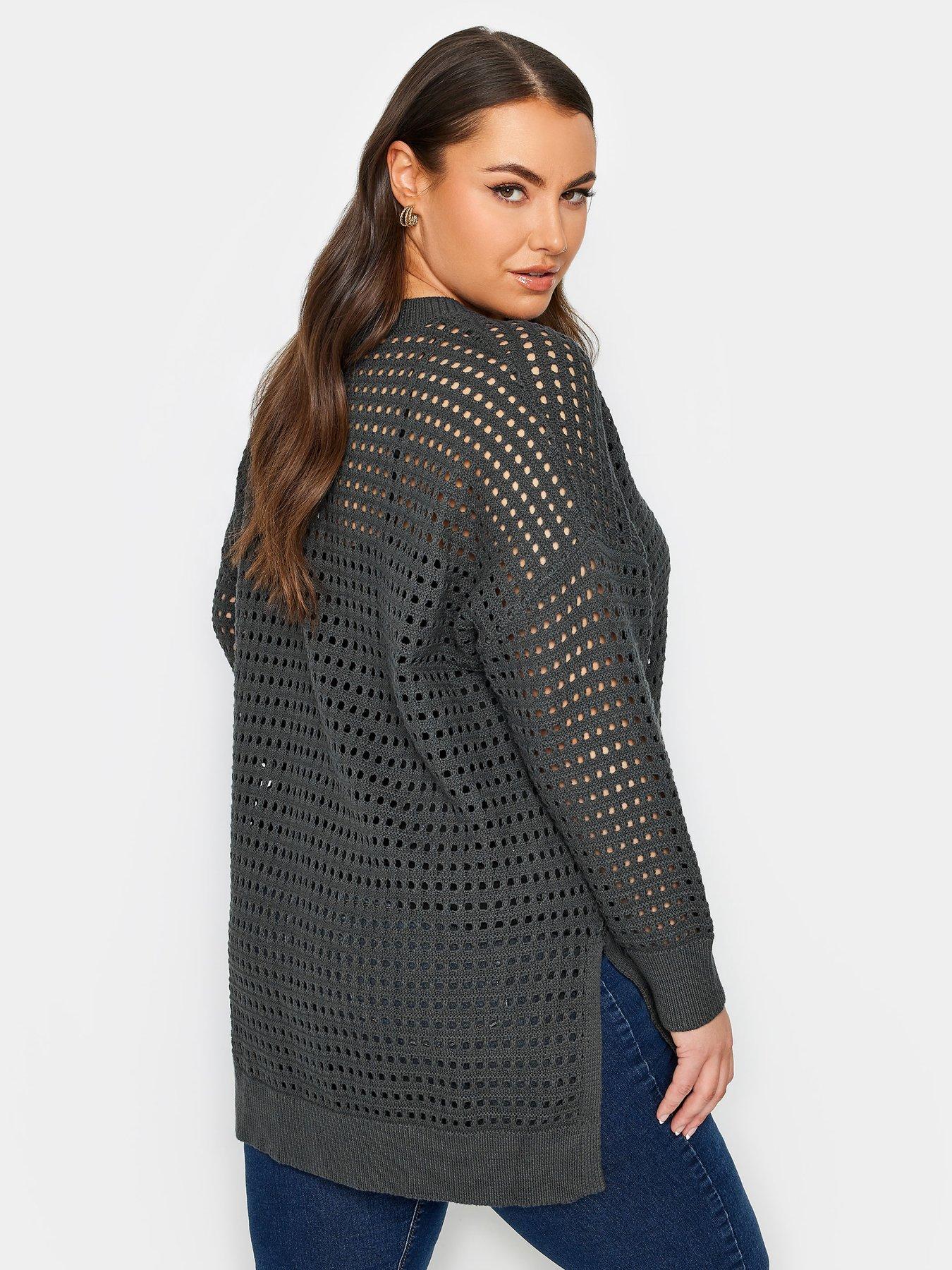 yours-curve-grey-side-split-crochet-jumperstillFront