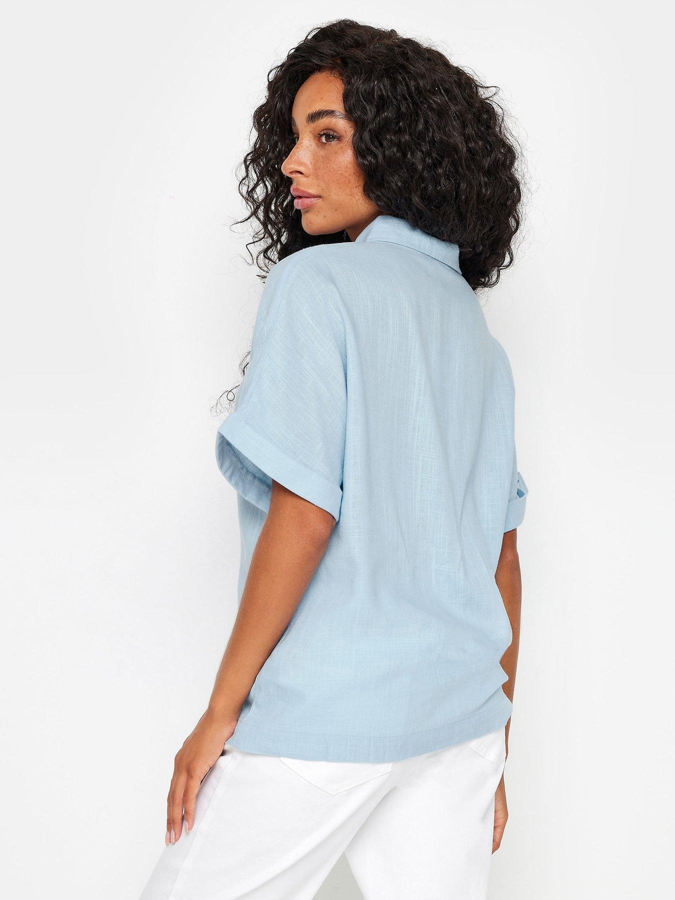 mco-petite-petite-chambray-short-sleeve-linen-button-shirtstillFront