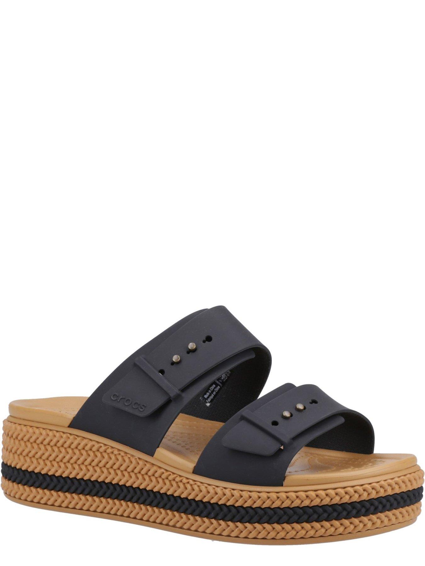 Image 2 of 4 of Crocs Brooklyn Buckle Wedge Sandal - Black