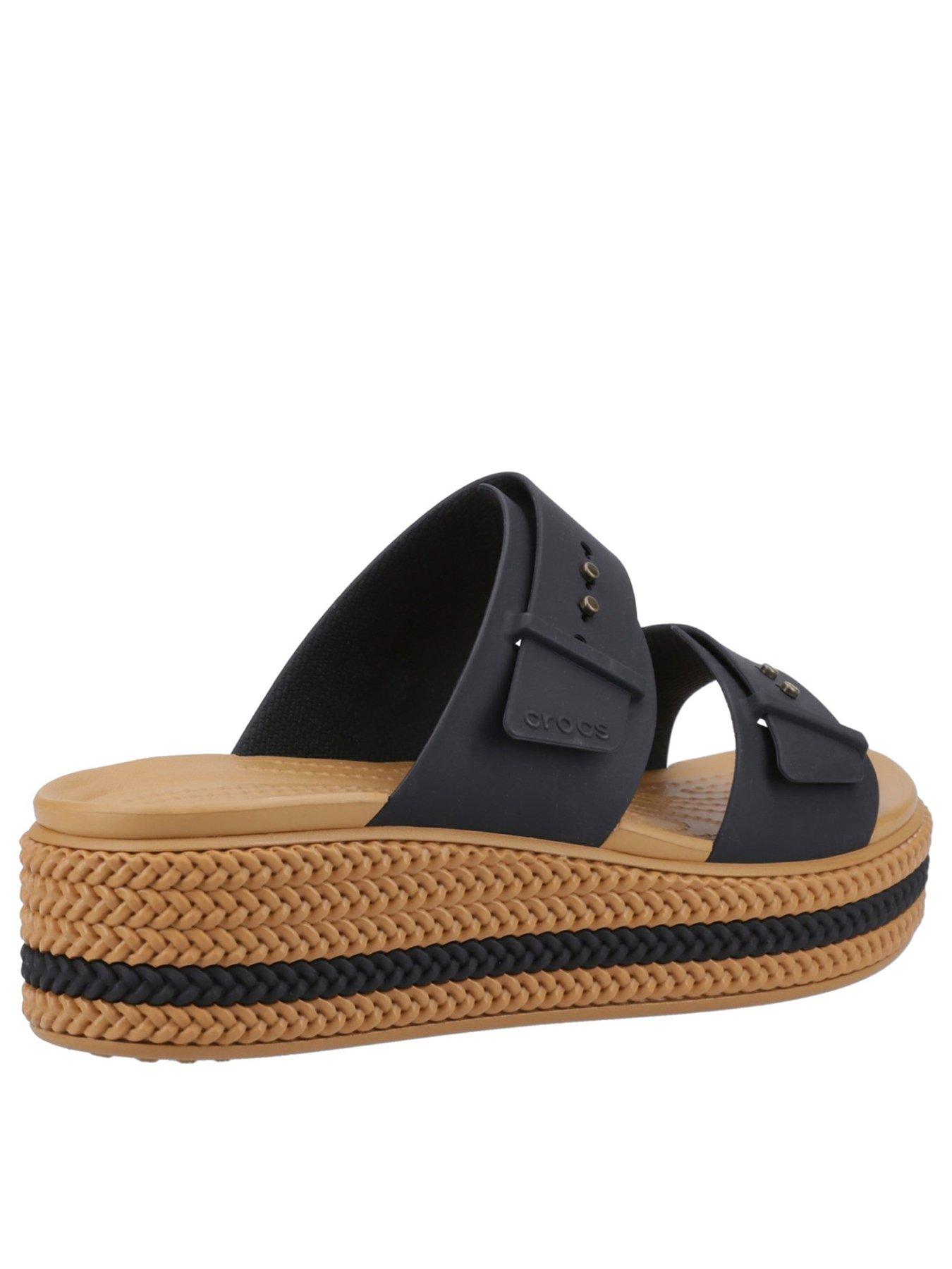 Image 3 of 4 of Crocs Brooklyn Buckle Wedge Sandal - Black