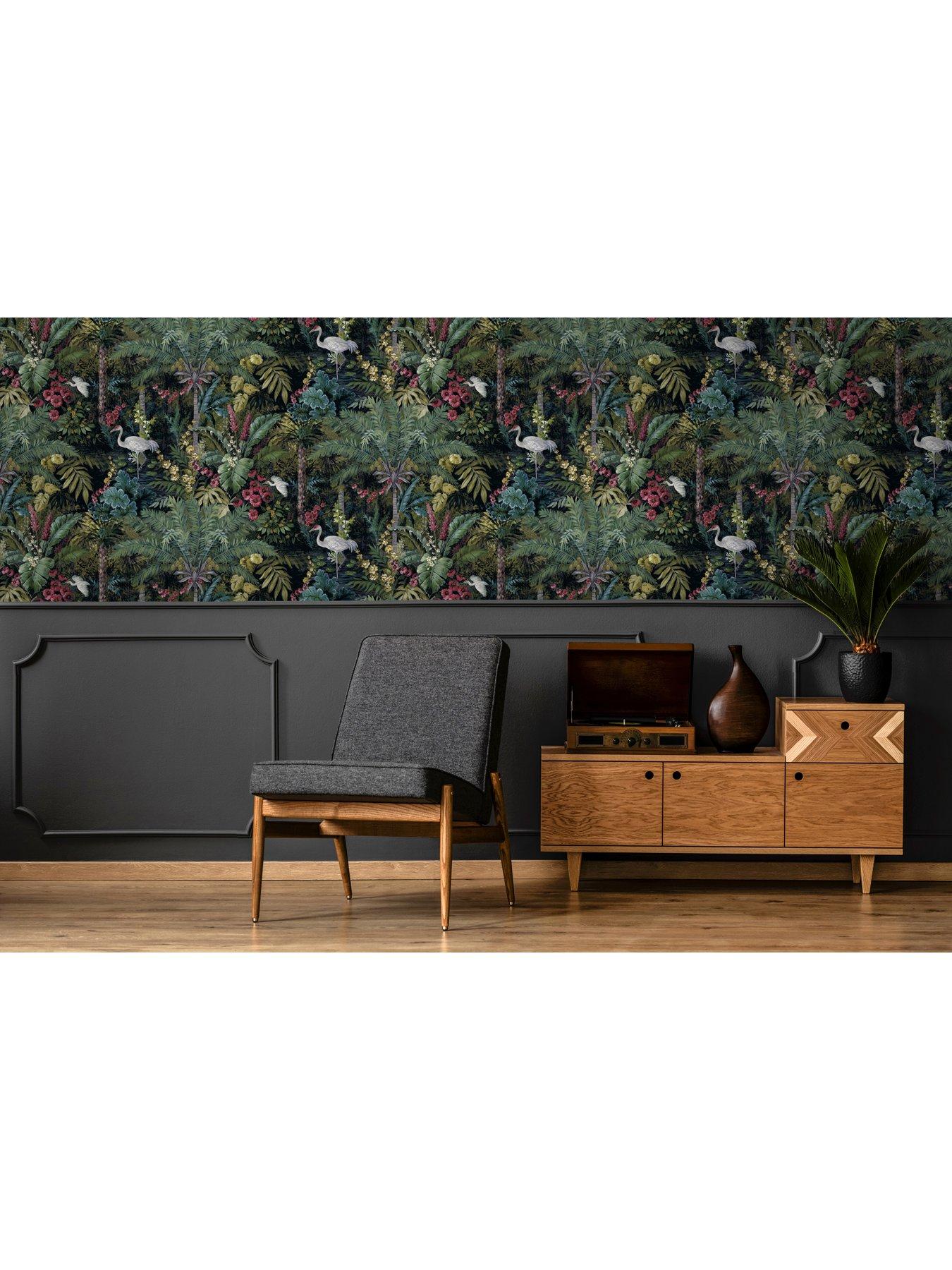 Image 3 of 5 of Holden Decor Jungle Paradise Wallpaper in Black