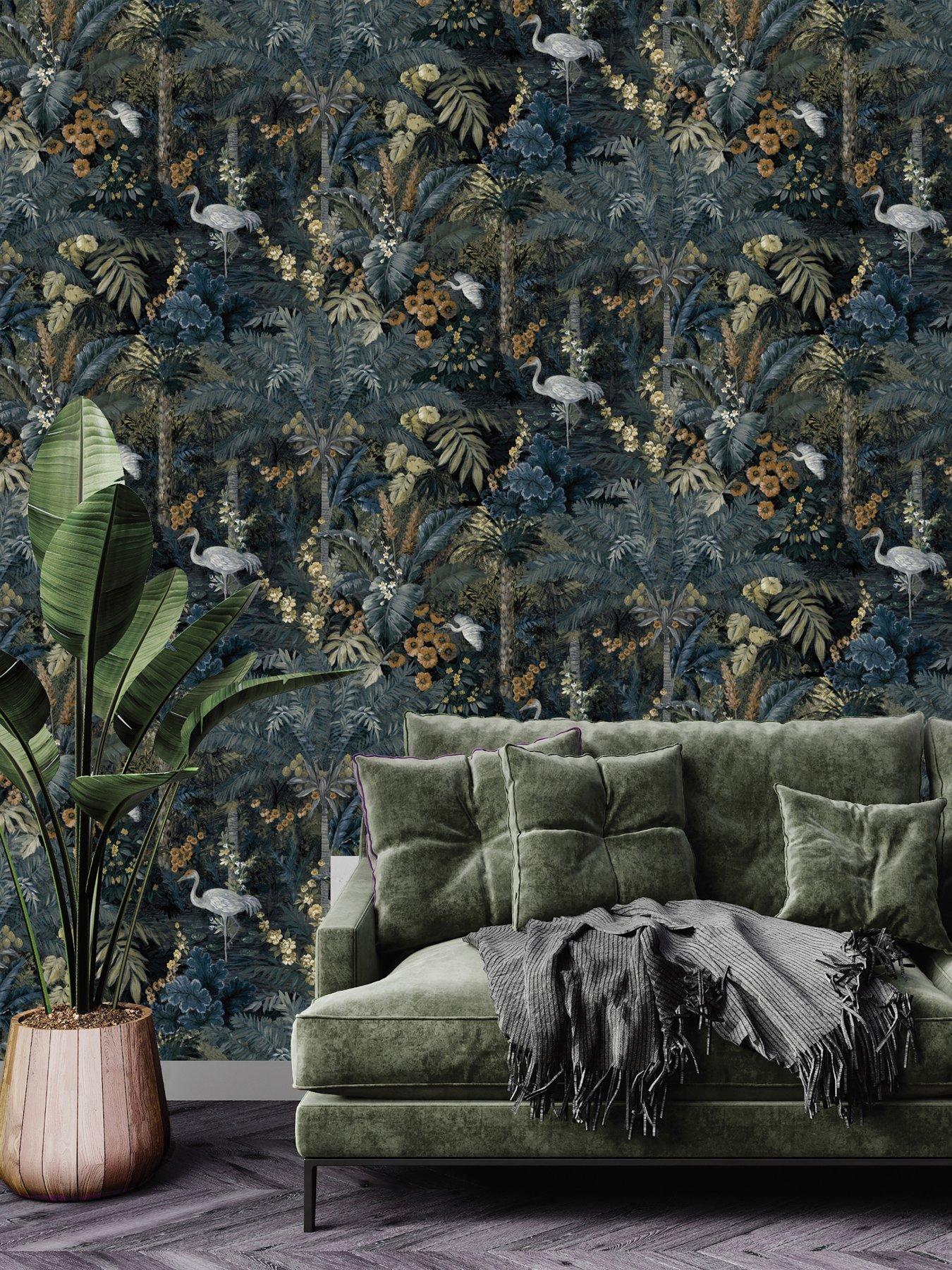 Holden Decor Jungle Paradise Wallpaper - Navy
