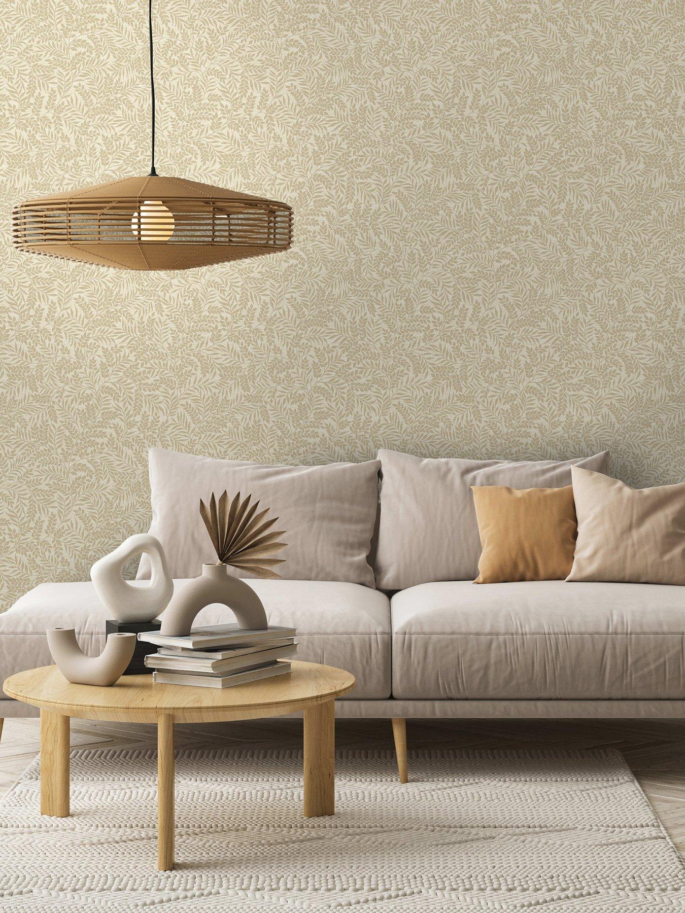 Image 1 of 6 of Holden Decor Mini Leaf Trail Wallpaper in Beige