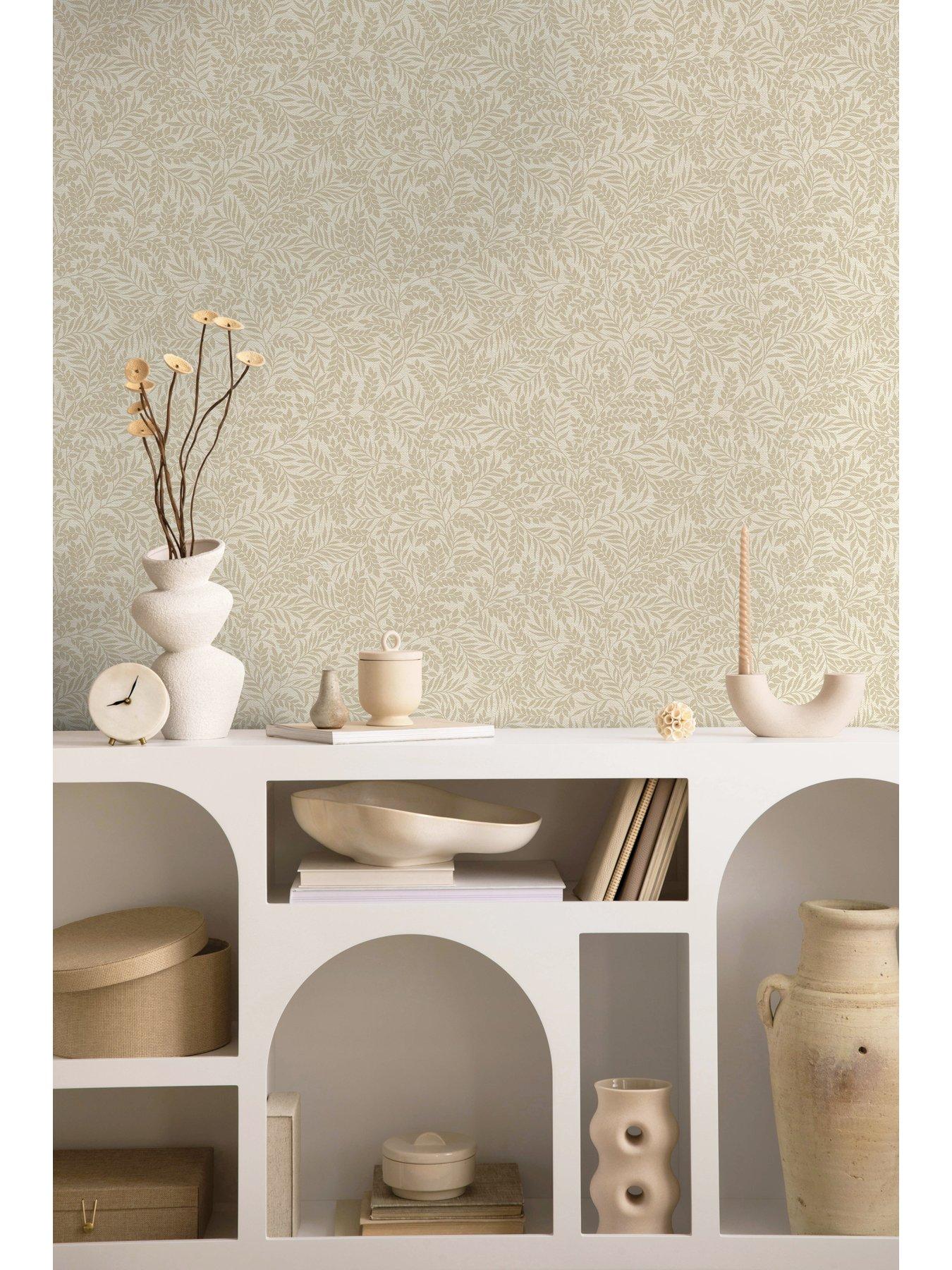 Image 2 of 6 of Holden Decor Mini Leaf Trail Wallpaper in Beige