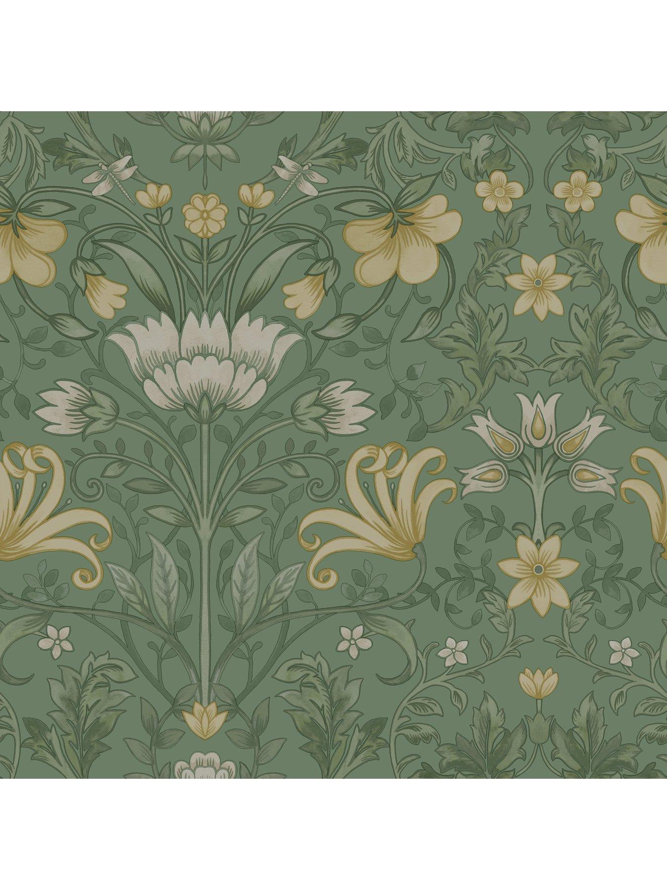 holden-decor-vintage-floral-wallpaper-in-greendetail