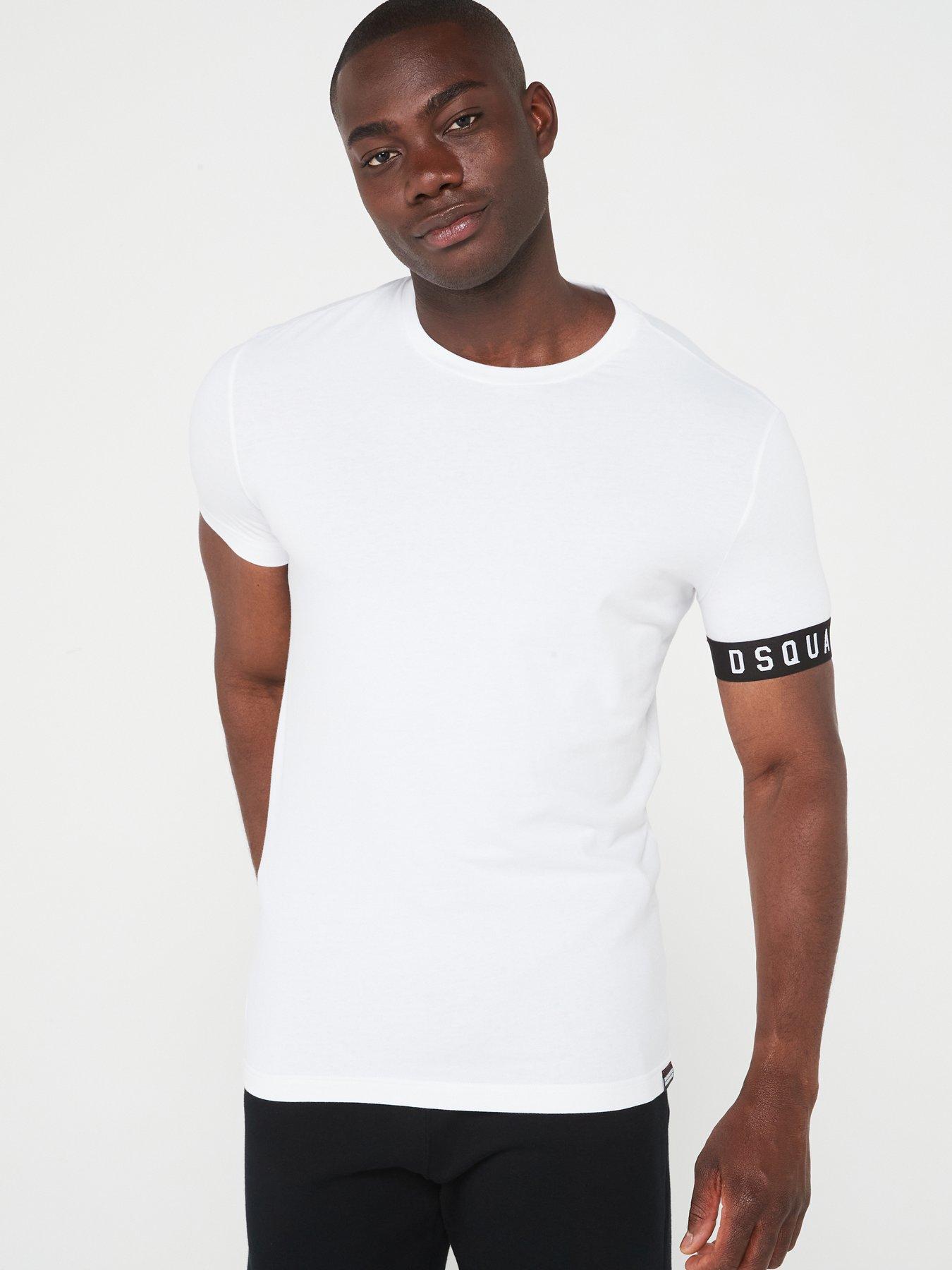 dsquared2-underwear-sleeve-band-logo-crew-t-shirt-whiteblackfront