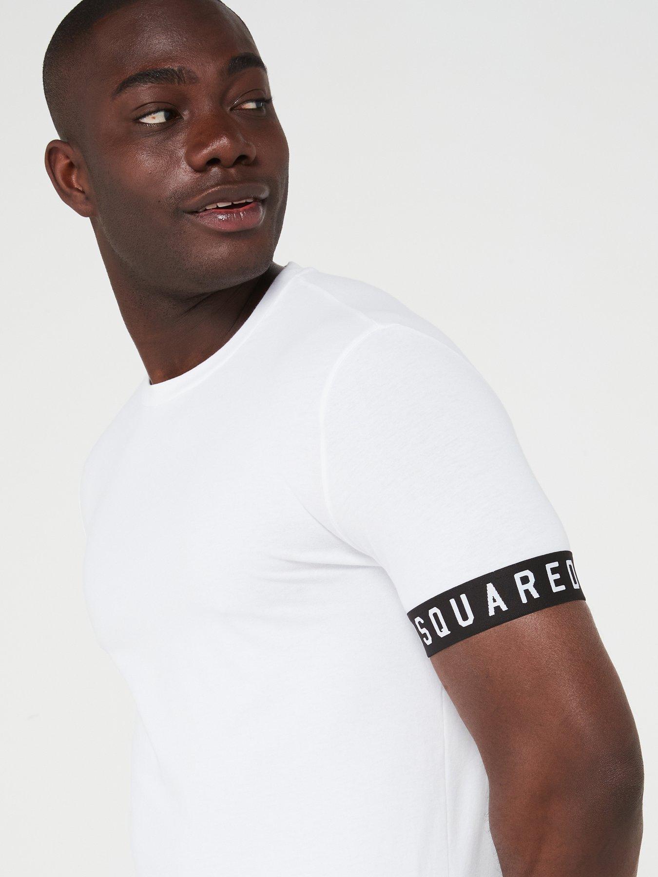 dsquared2-underwear-sleeve-band-logo-crew-t-shirt-whiteblackoutfit