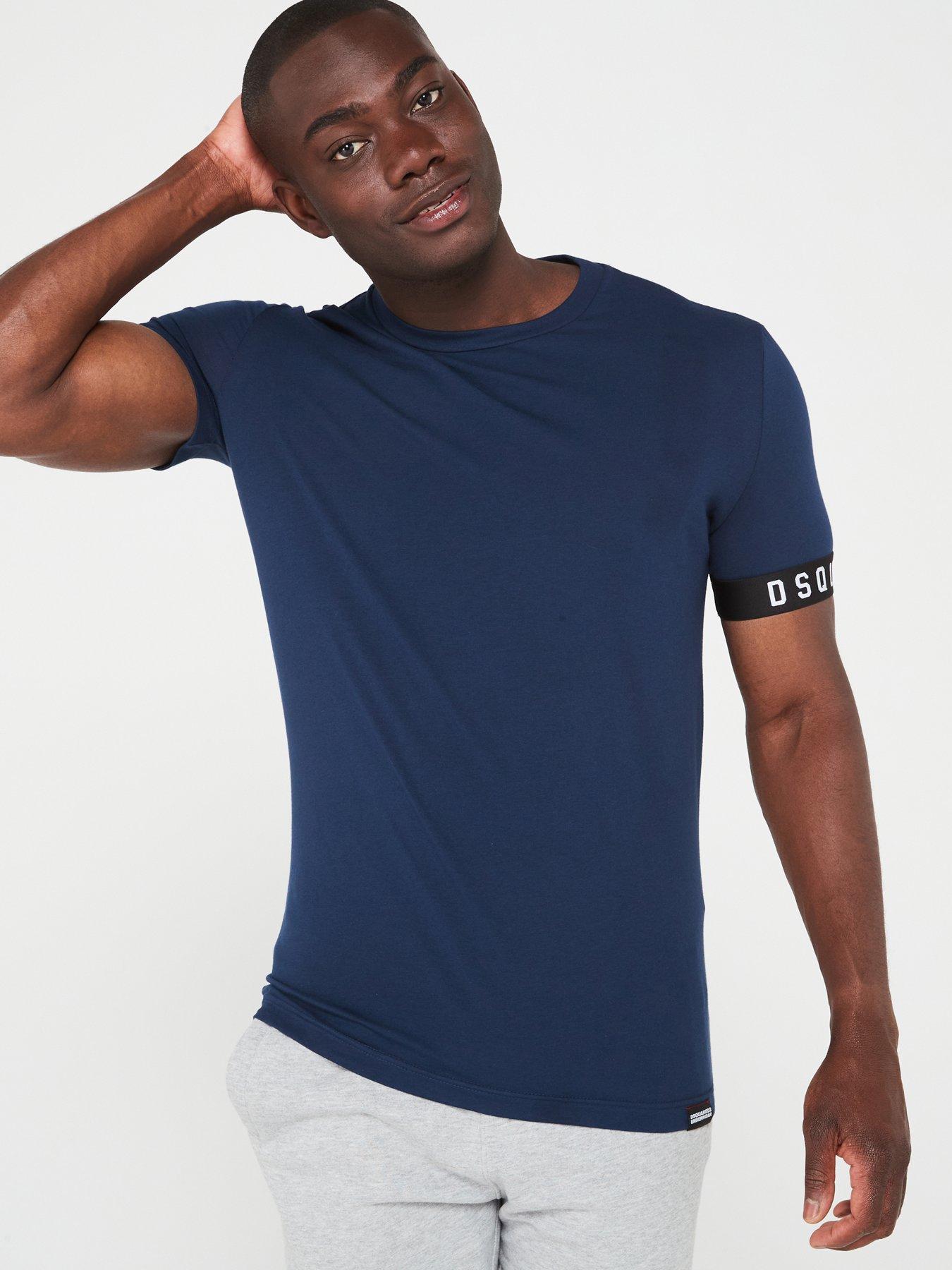 dsquared2-underwear-sleeve-band-logo-crew-t-shirt-navyfront