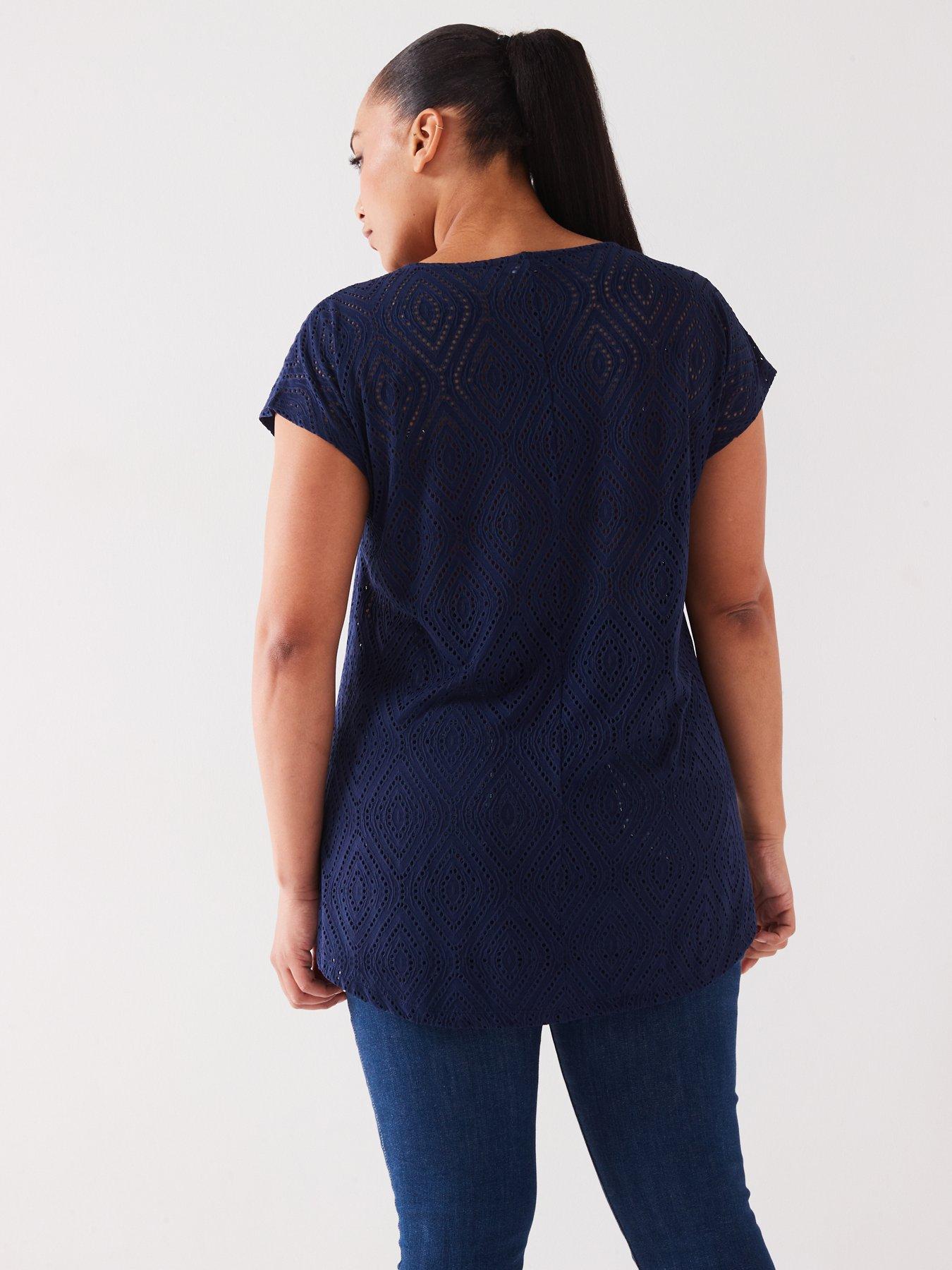 v-by-very-curve-broderie-cutwork-t-shirt-navystillFront