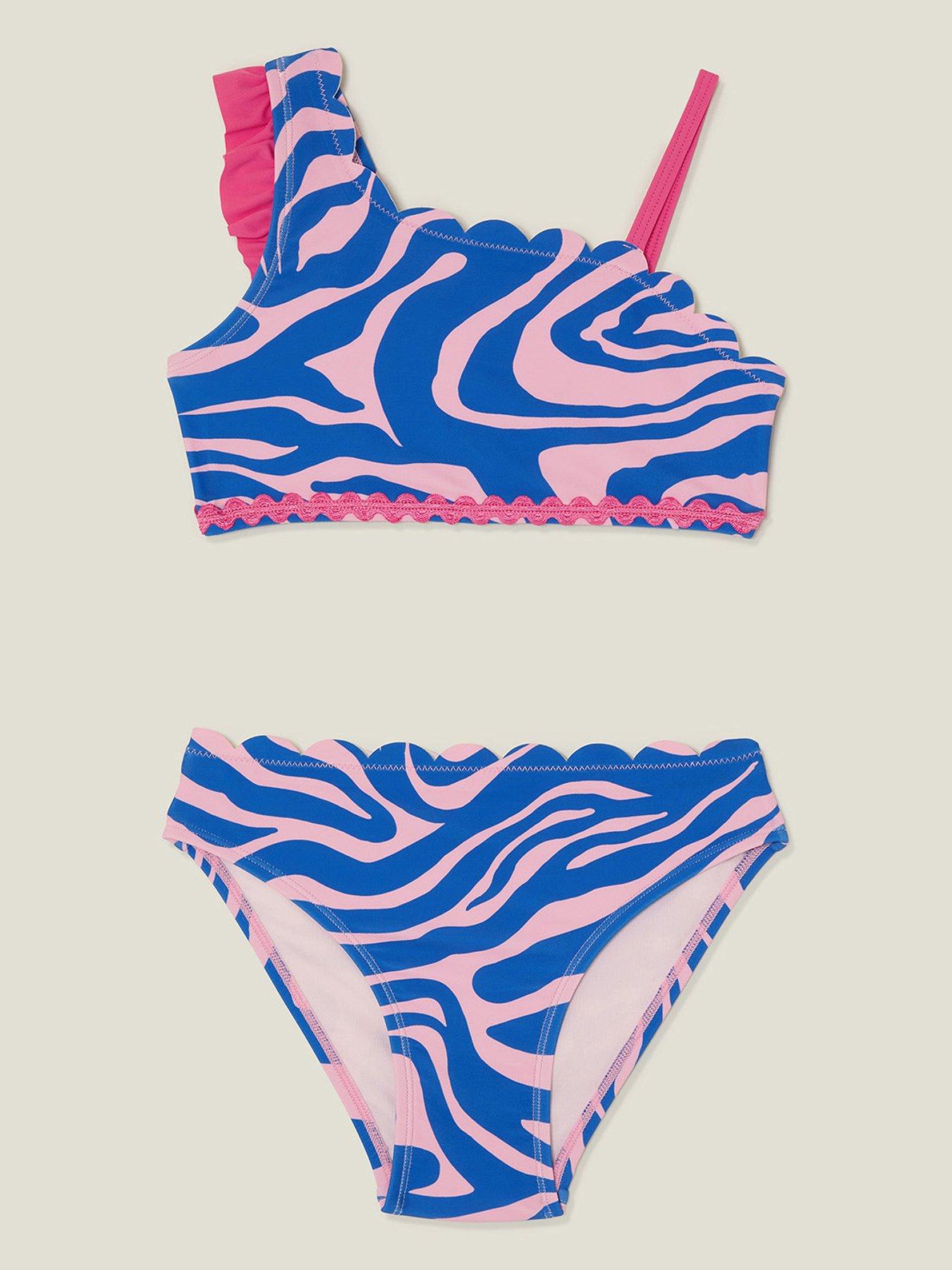 New Look 915 Girls Blue Tie Dye Print Scoop Bikini Set