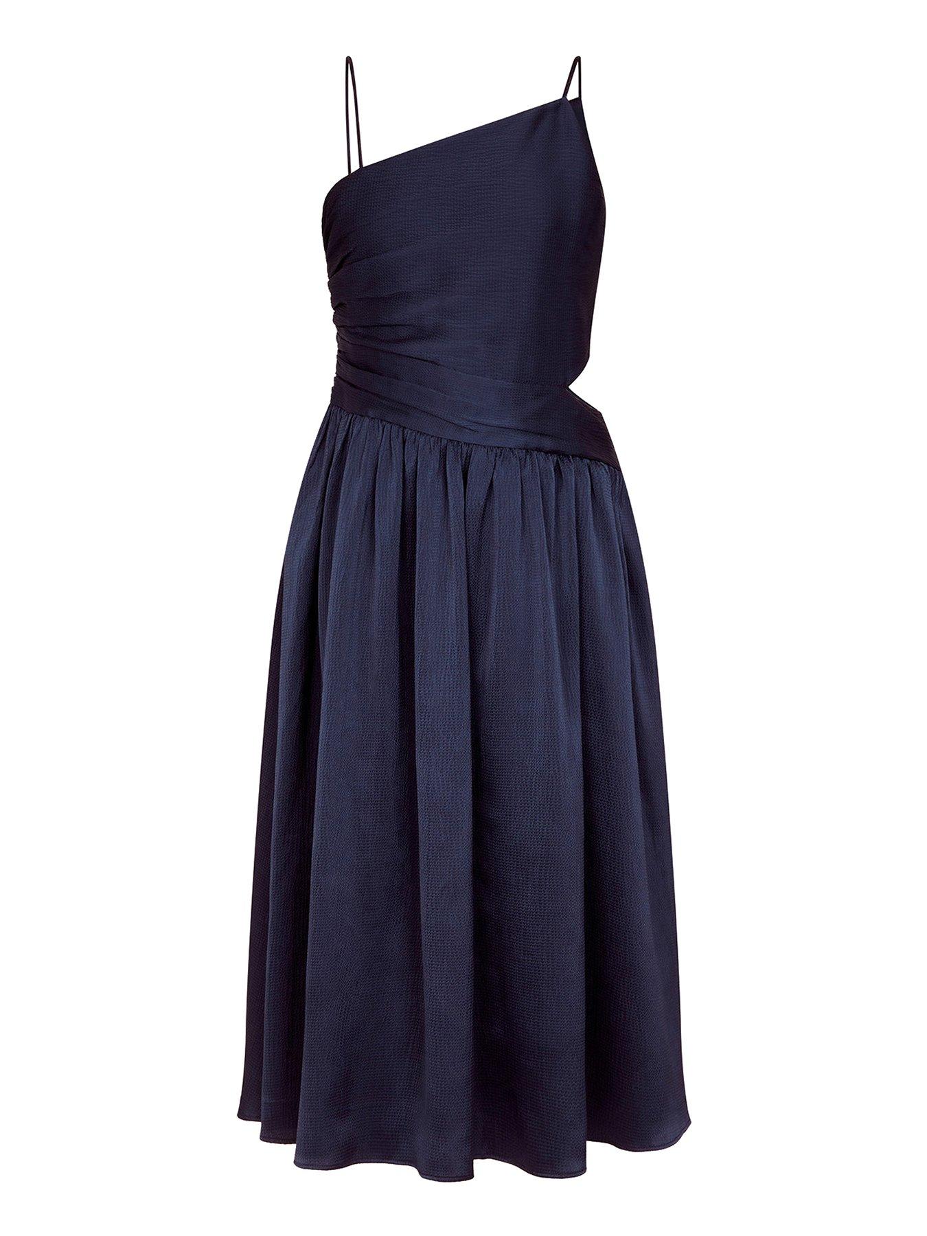 Monsoon Girls Duchess Twill Bardot Prom Dress - Navy