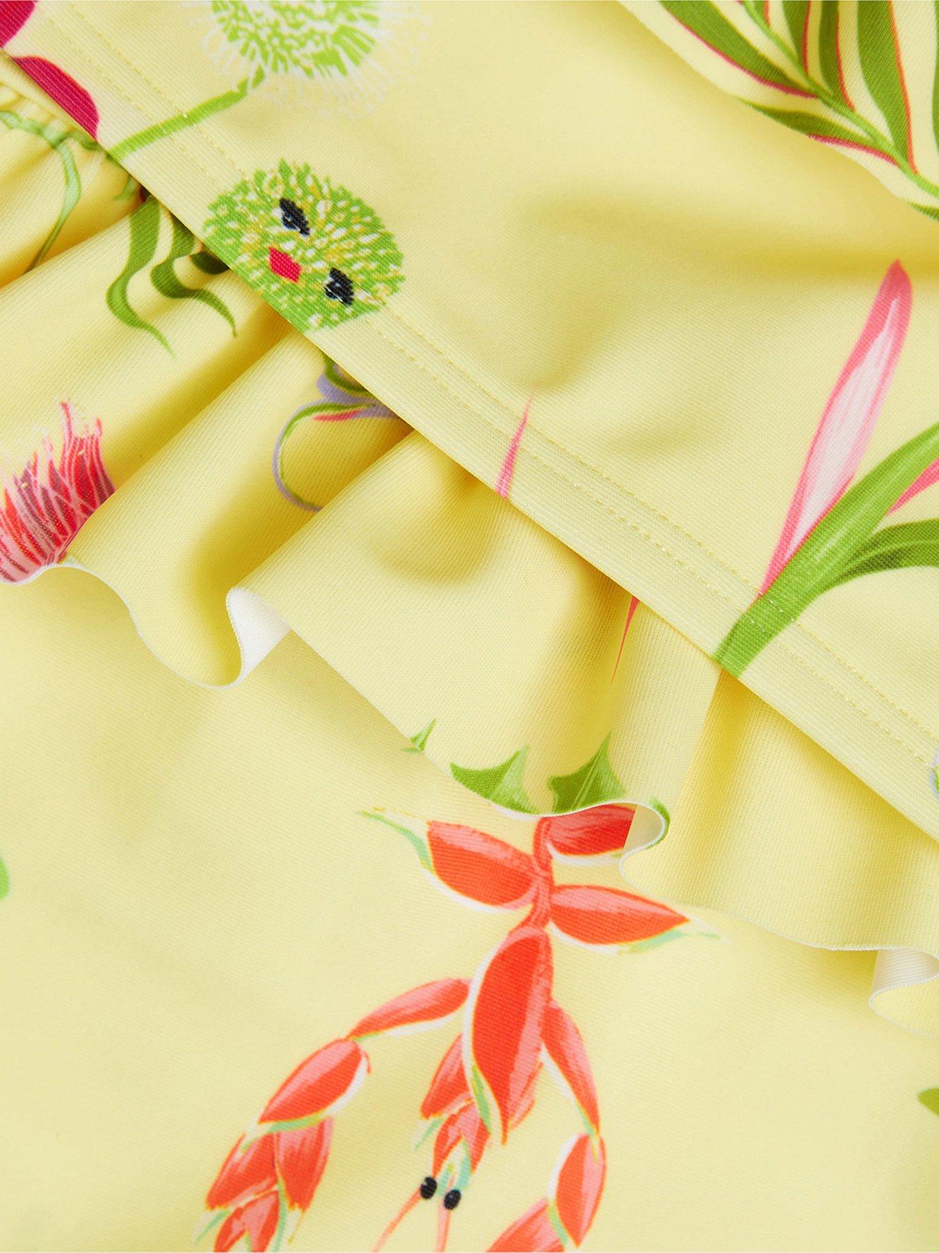 Image 3 of 3 of Accessorize Girls Floral Print Bikini - Yellow