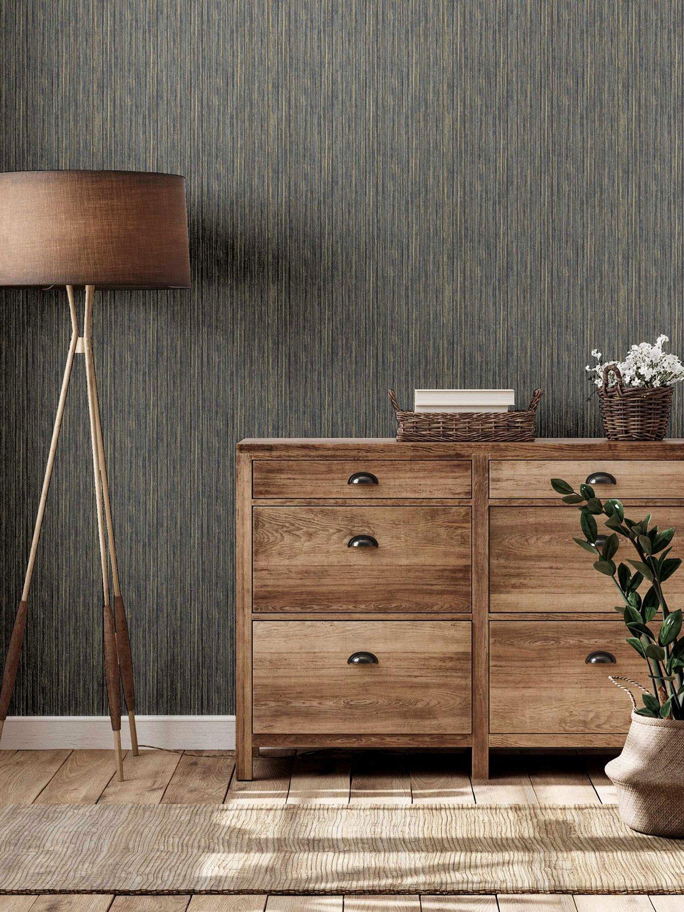 ARTHOUSE Arthouse Japandi Grasscloth Navy Gold Wallpaper