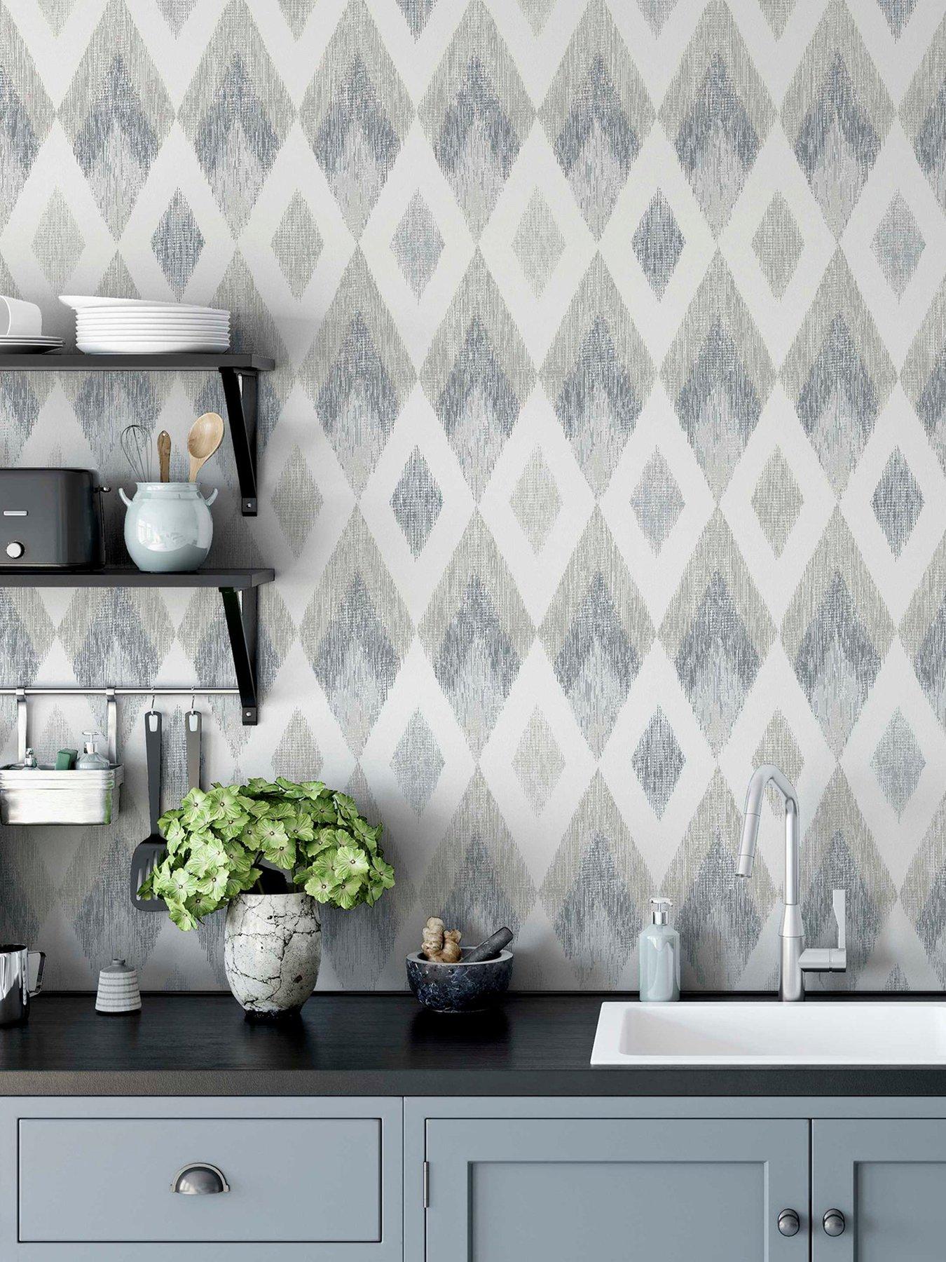 undefined Arthouse Scandi Diamond Silver Wallpaper