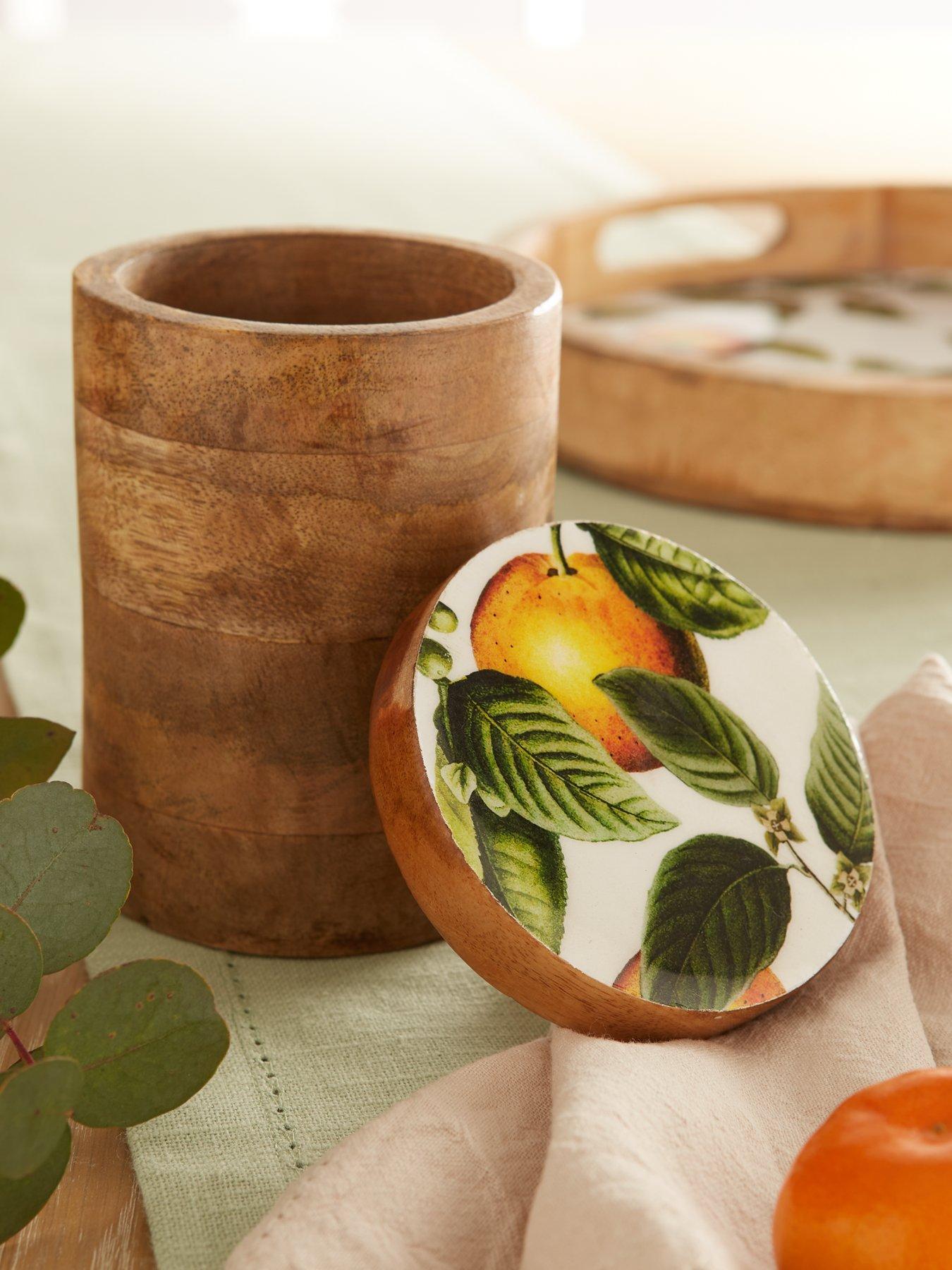 Image of Very Home Orange Blossom 16 cm Mango Wood Storage Jar