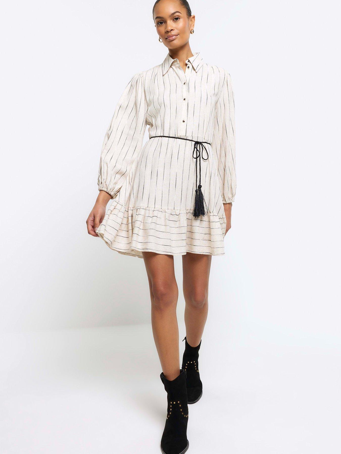 river-island-ruffle-hem-shirt-dress-beige