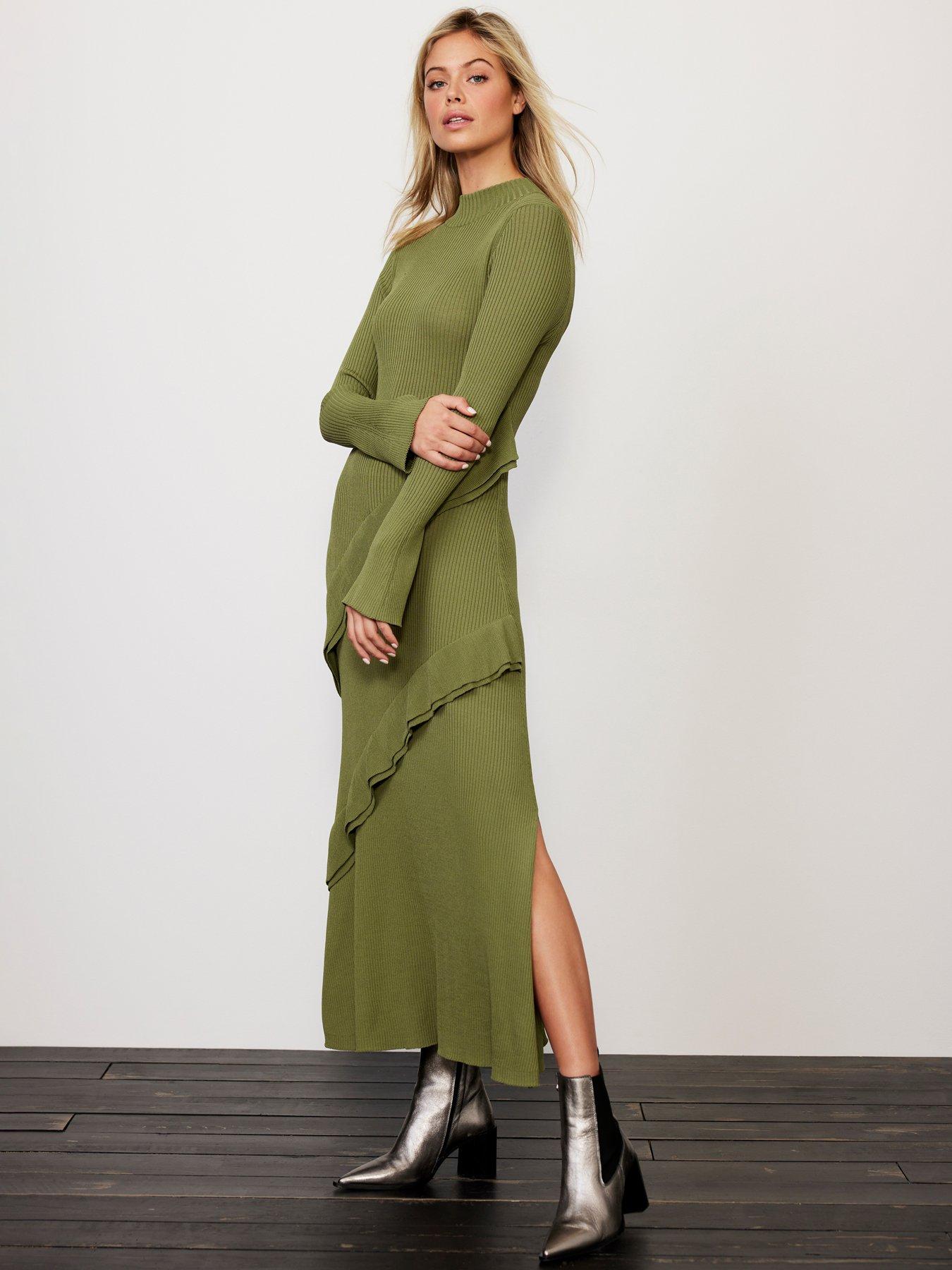 Green Ruffle Maxi Dress