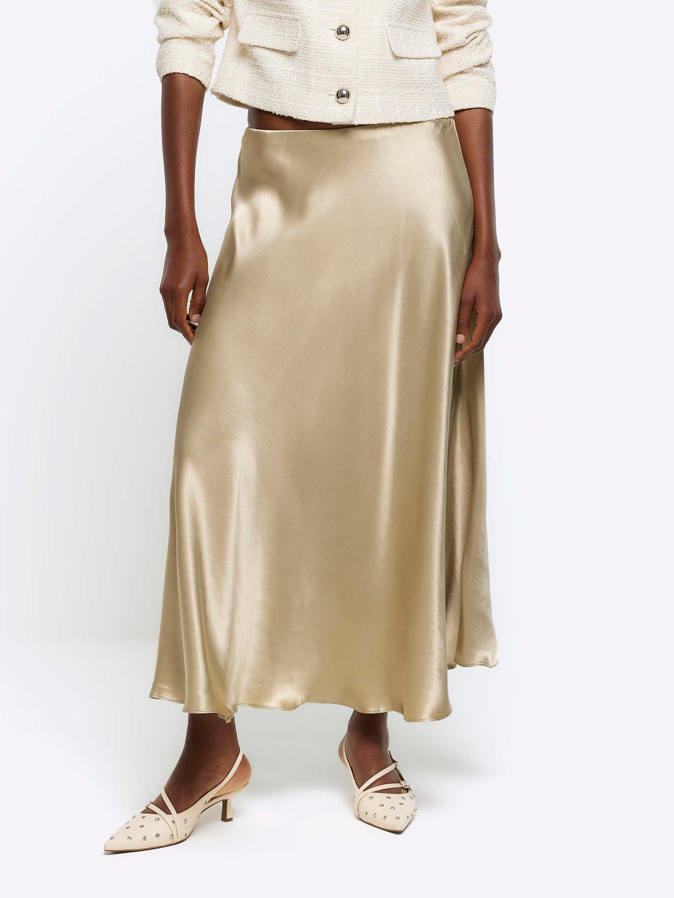 Midaxi Slip Skirt Dark Beige