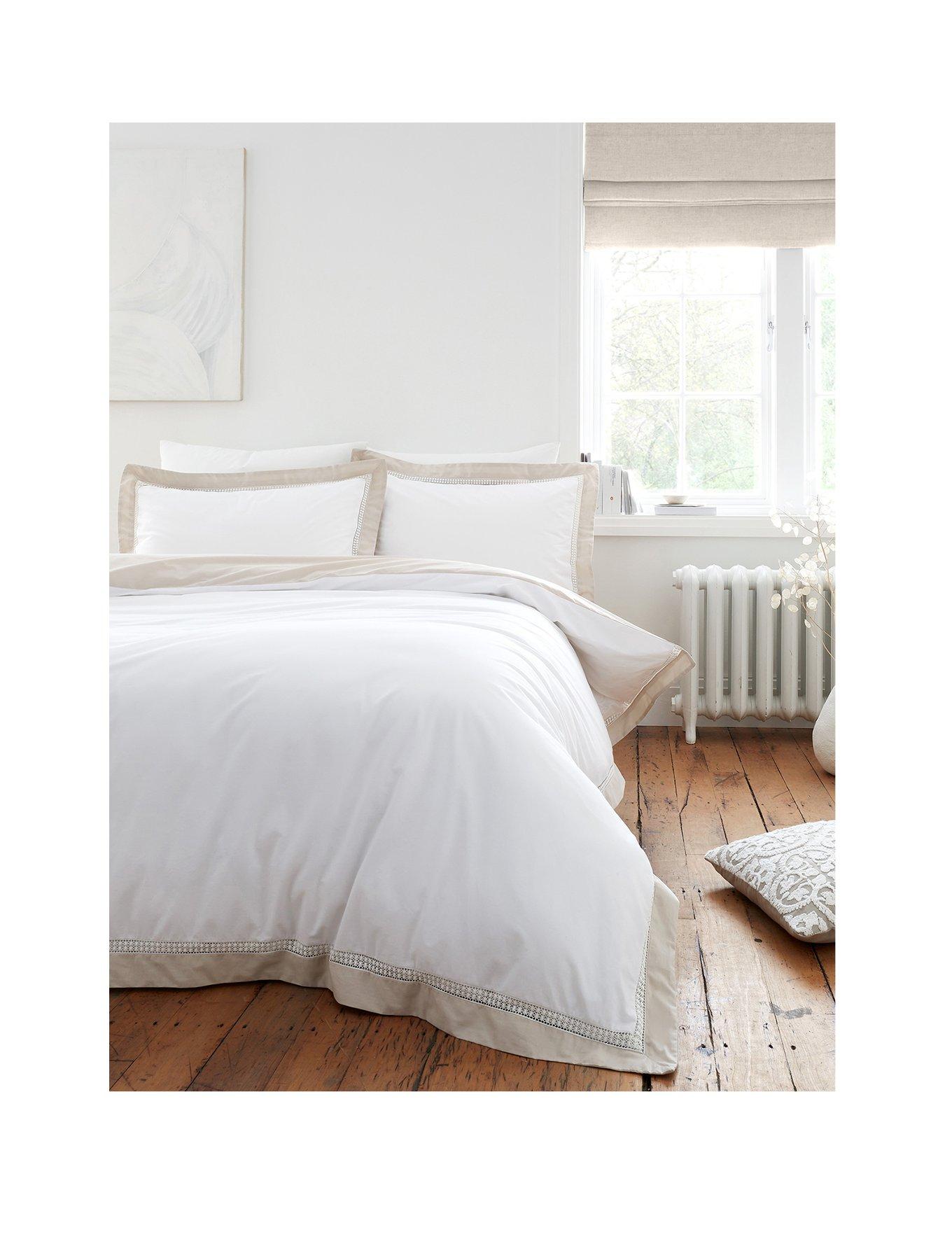 undefined Oxford Lace Trim 100% Cotton Duvet Cover Set