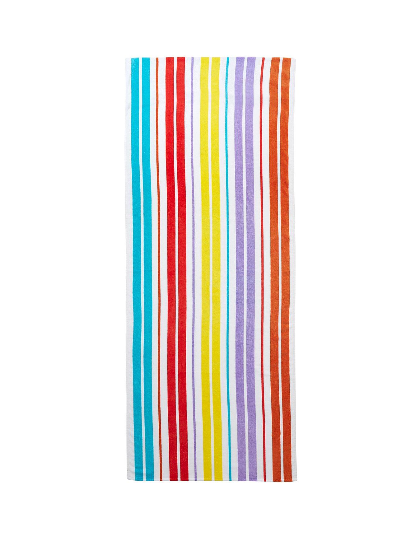 catherine-lansfield-rainbow-stripe-cotton-beach-towelstillFront