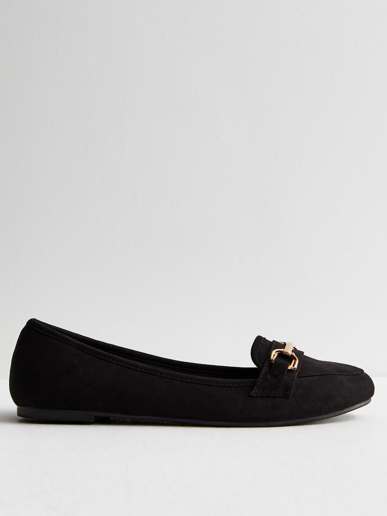 new-look-suedette-snaffle-trim-loafers-blackfront