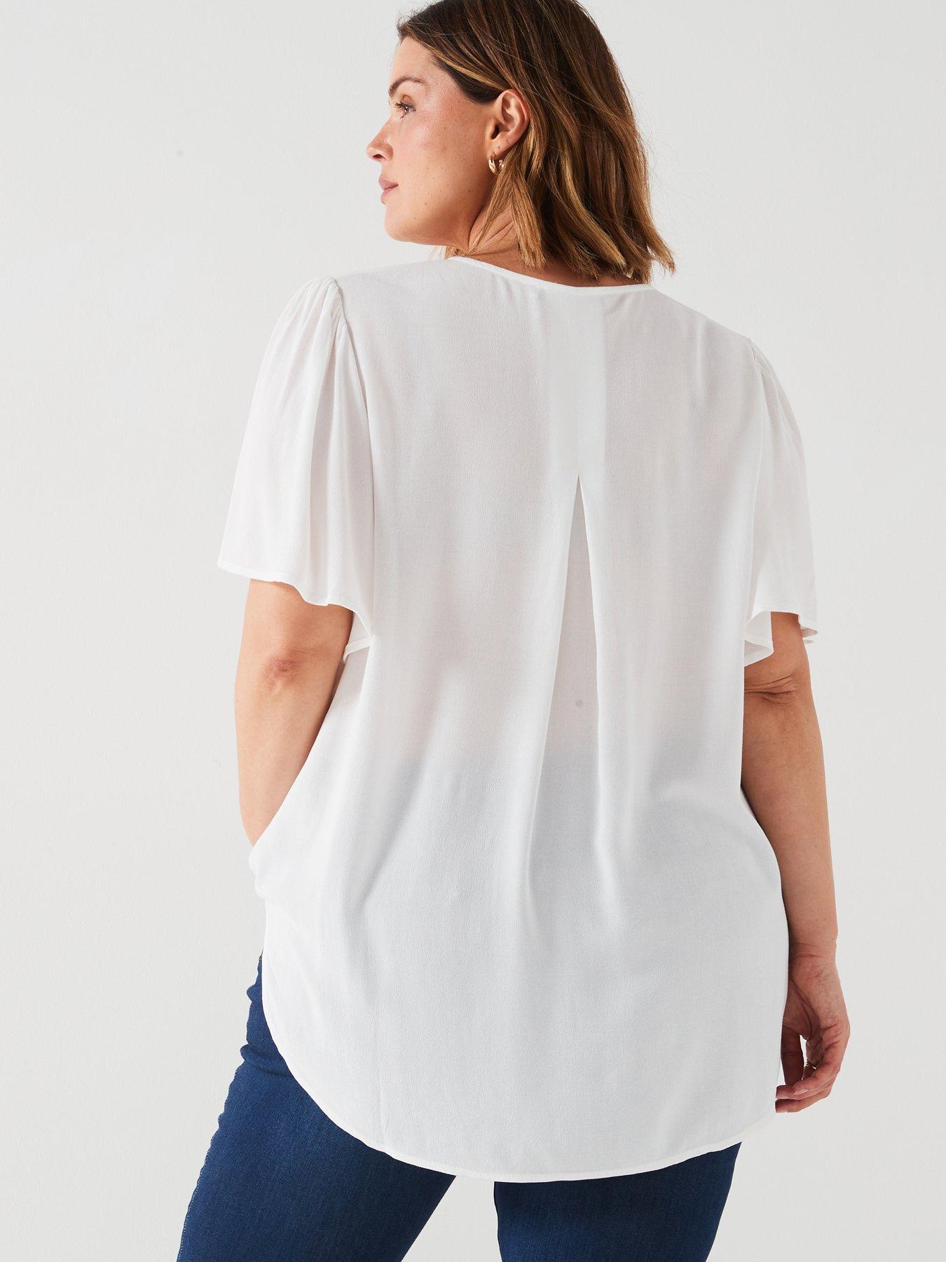 v-by-very-curve-angel-sleeve-dipped-hem-v-neck-blouse-whitestillFront