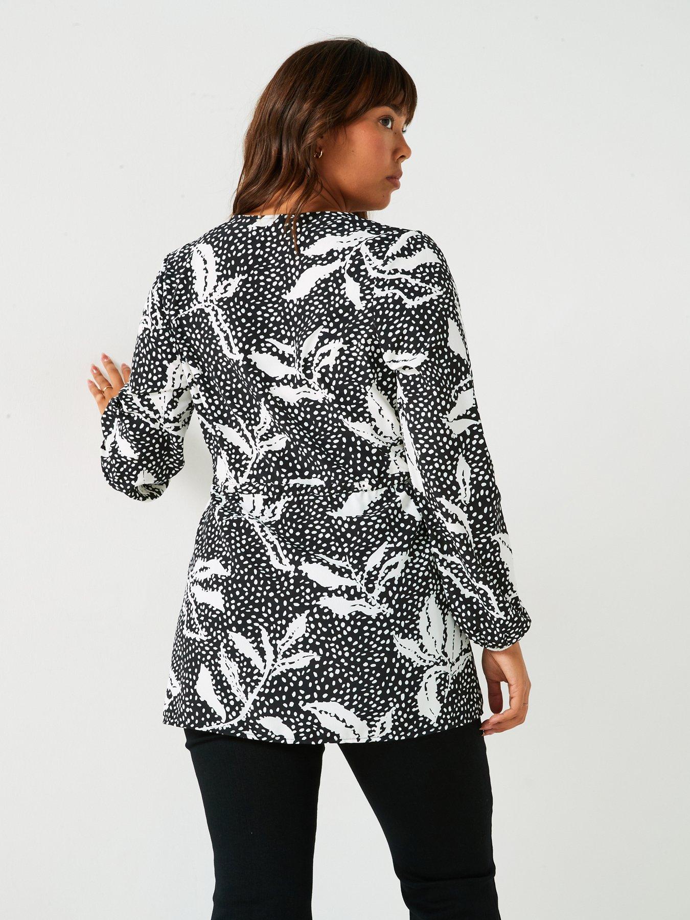 v-by-very-curve-button-through-drawcord-waist-printed-blouse-printstillFront