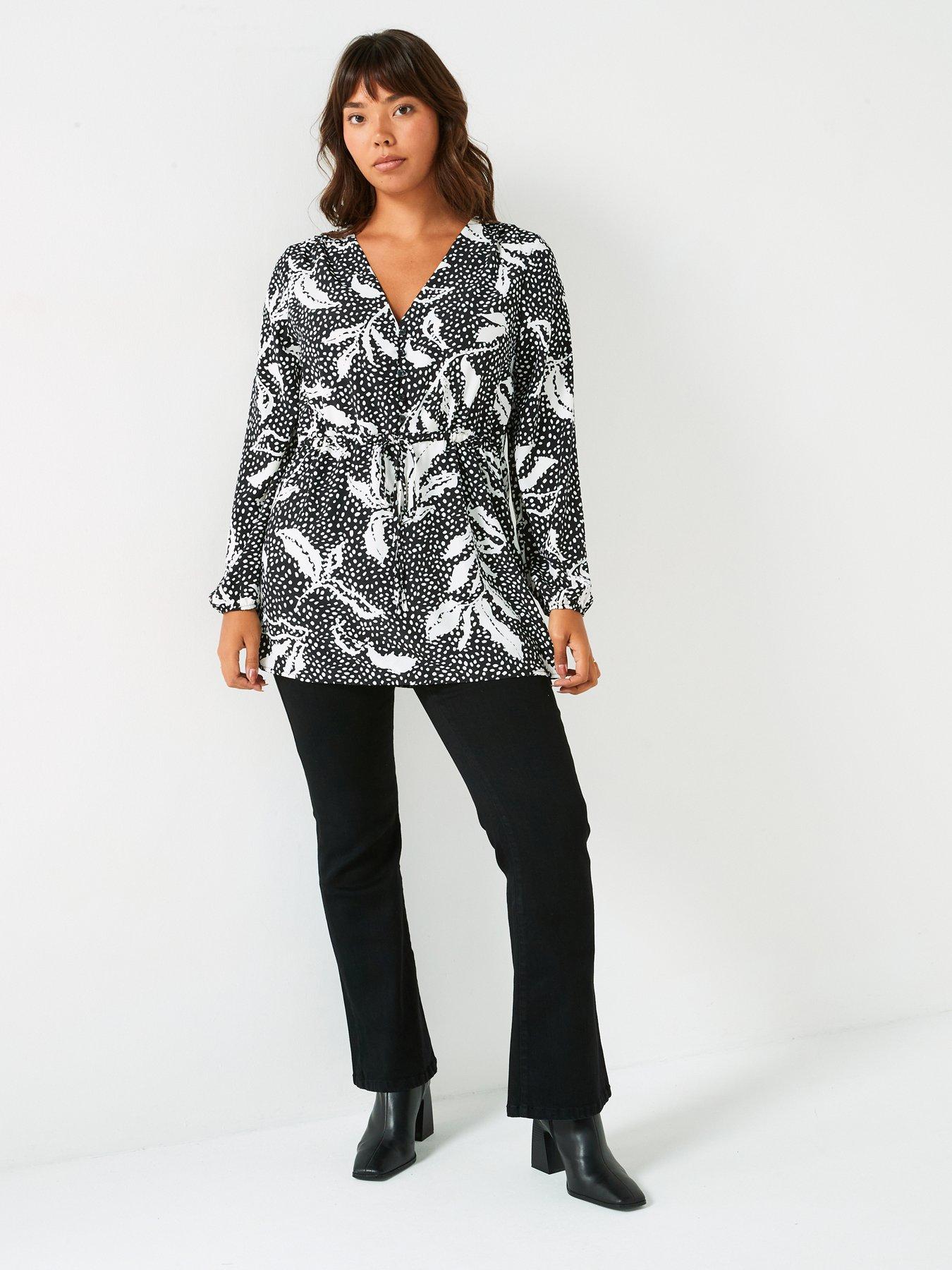 v-by-very-curve-button-through-drawcord-waist-printed-blouse-printback