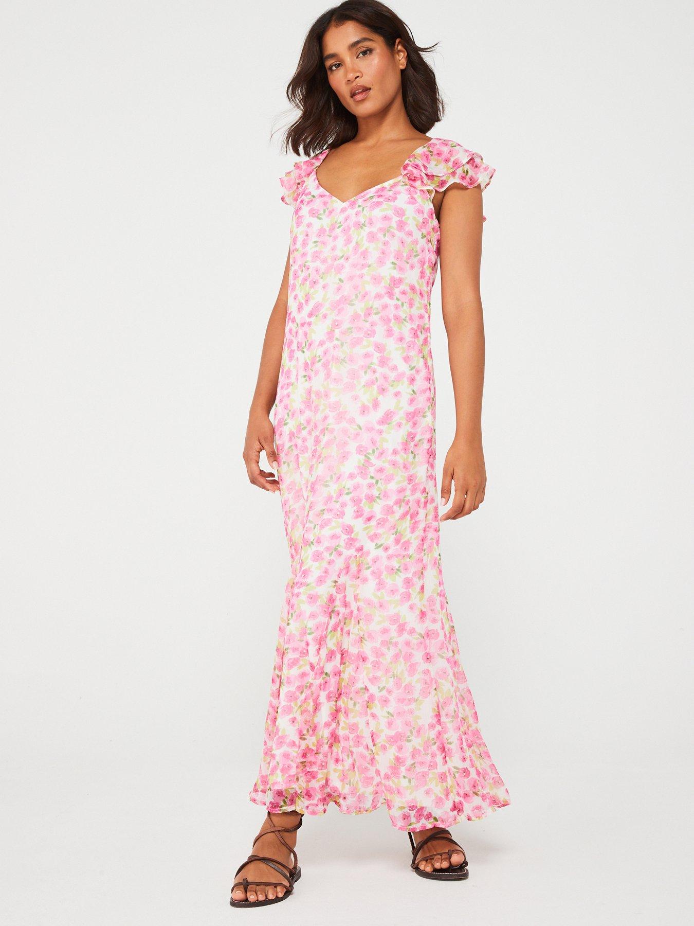 vero-moda-frill-sleeve-maxi-dress-whitepink