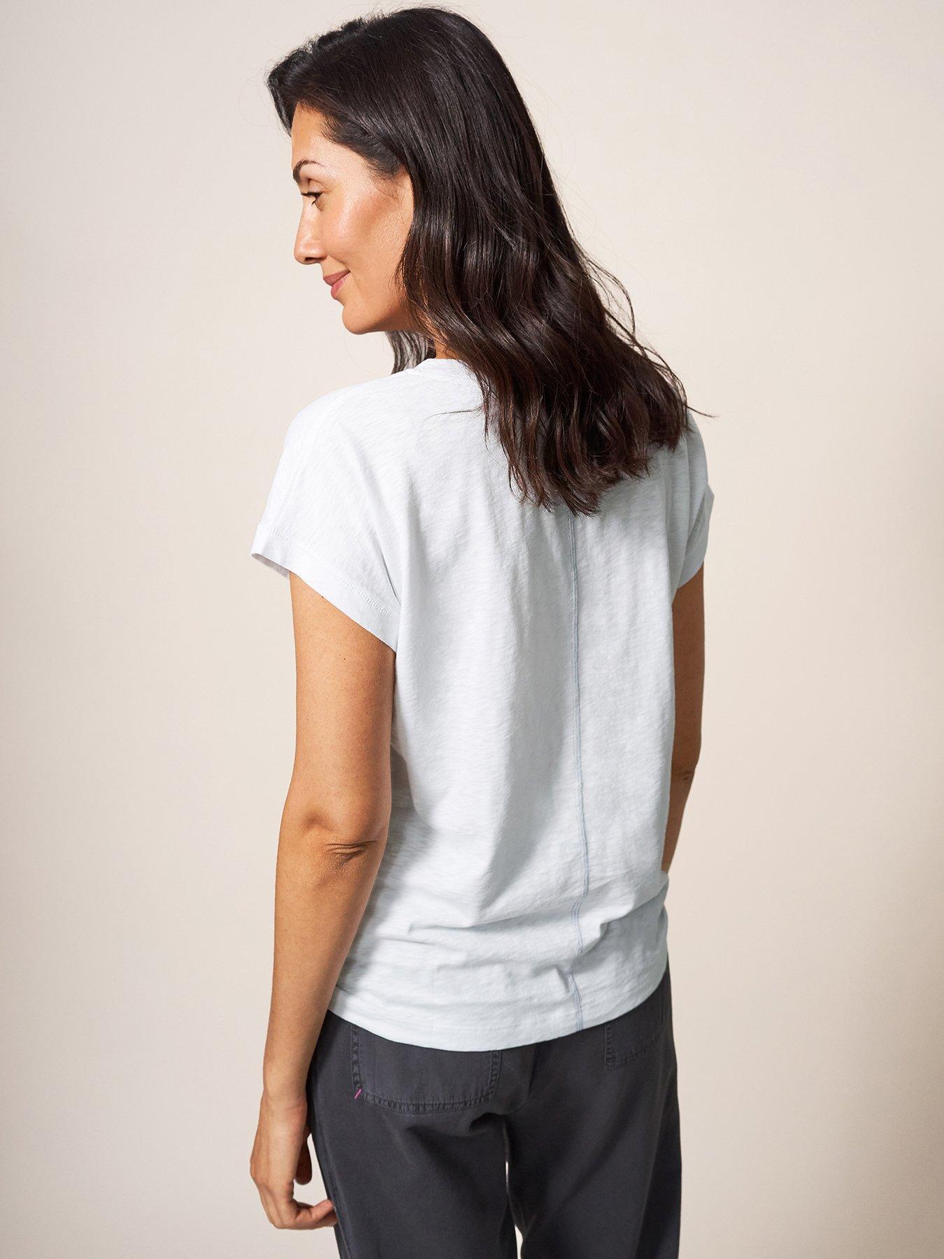 Image 2 of 6 of White Stuff Nelly Notch Neck T-shirt - White