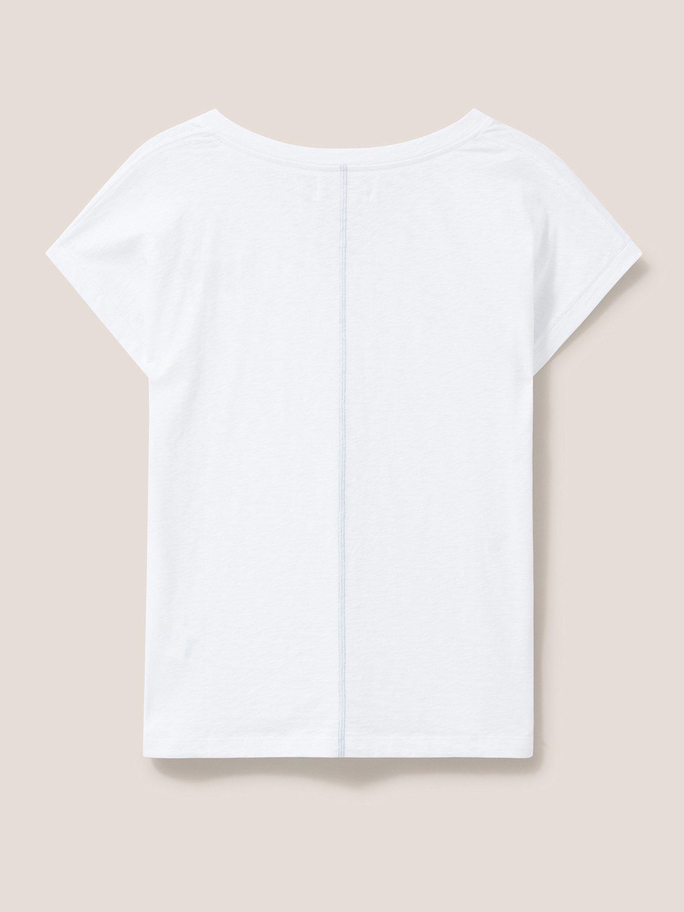 Image 5 of 6 of White Stuff Nelly Notch Neck T-shirt - White