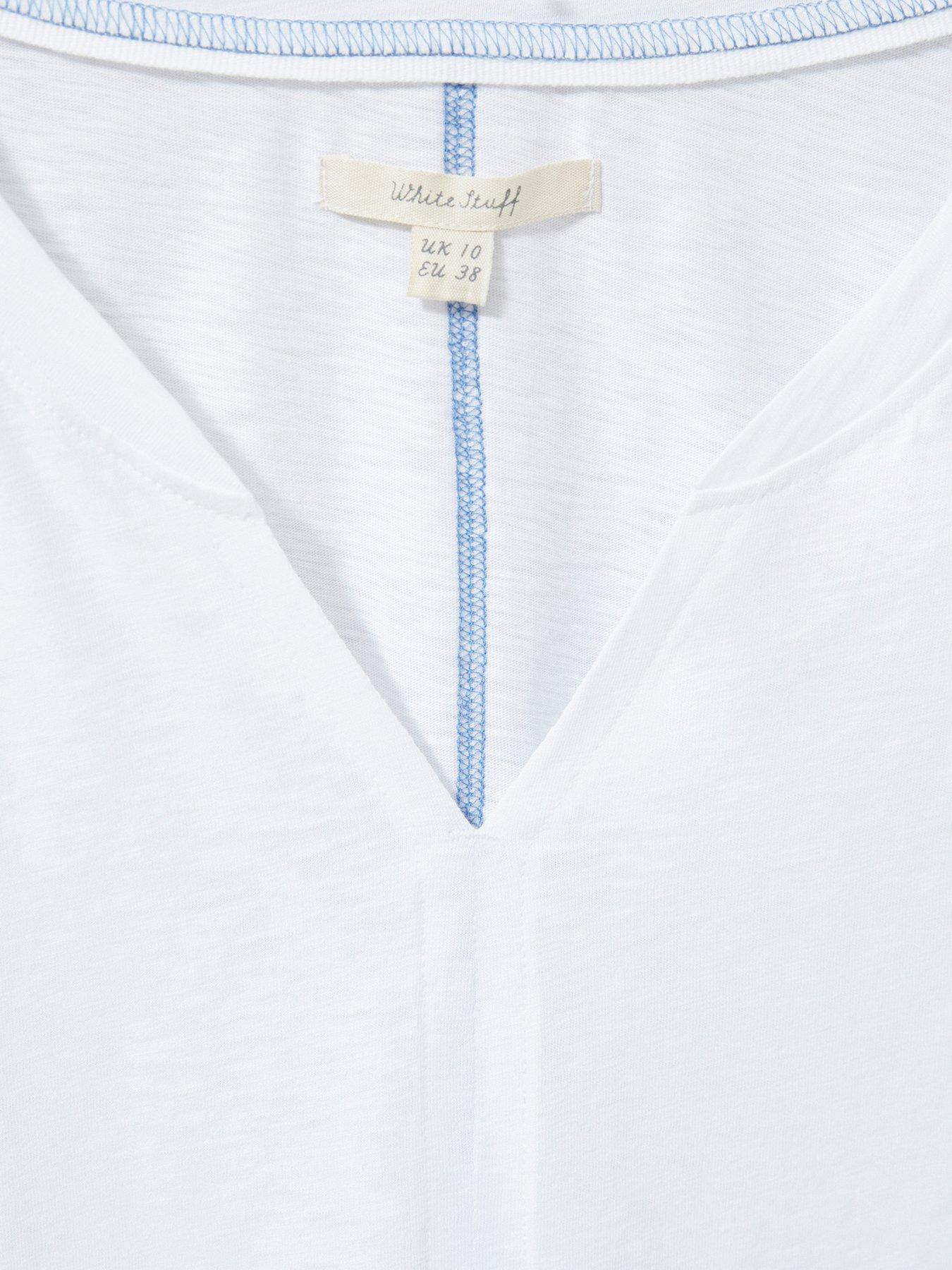 Image 6 of 6 of White Stuff Nelly Notch Neck T-shirt - White