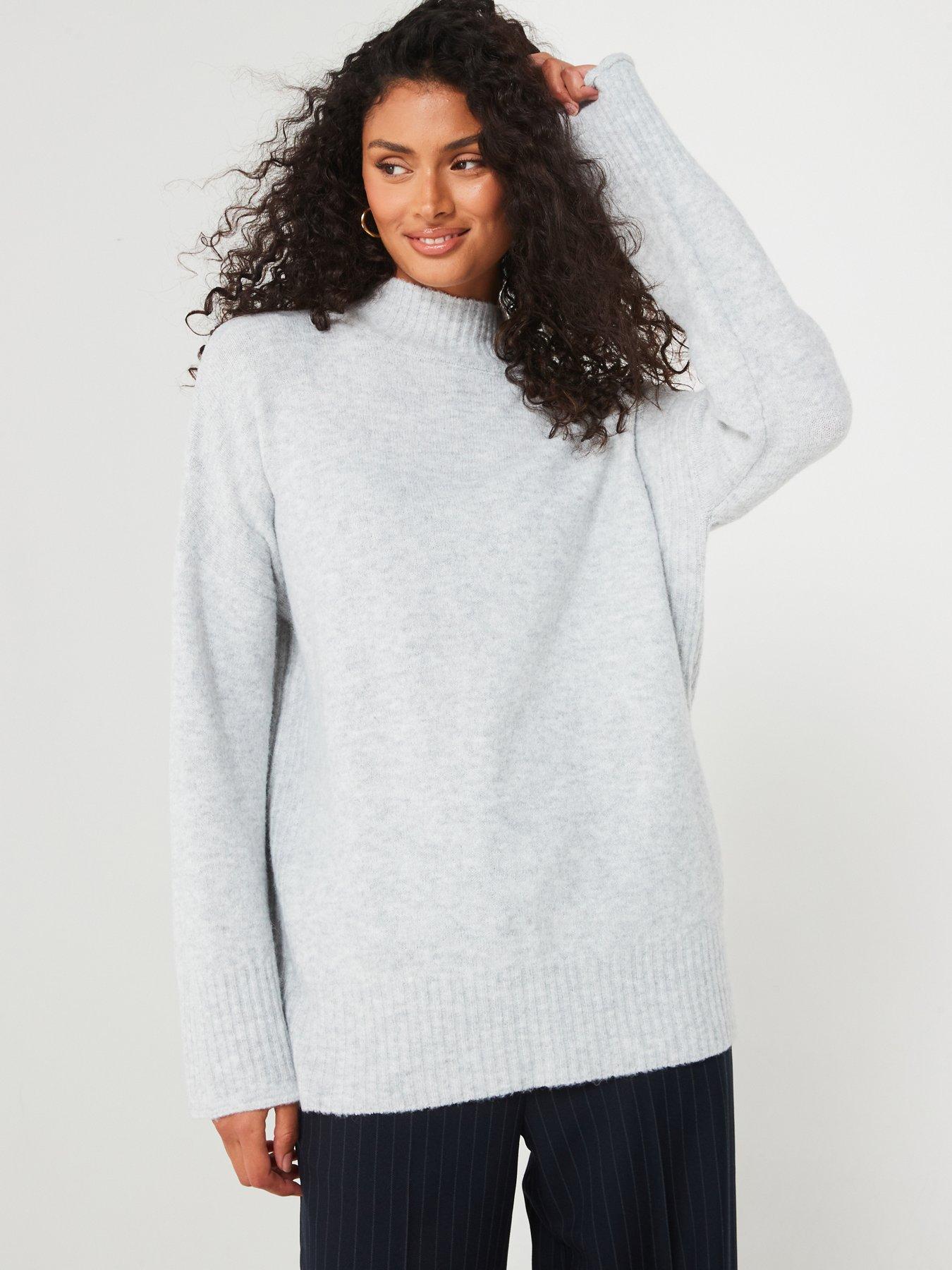 v-by-very-funnel-neck-seam-detail-longline-jumper-light-grey