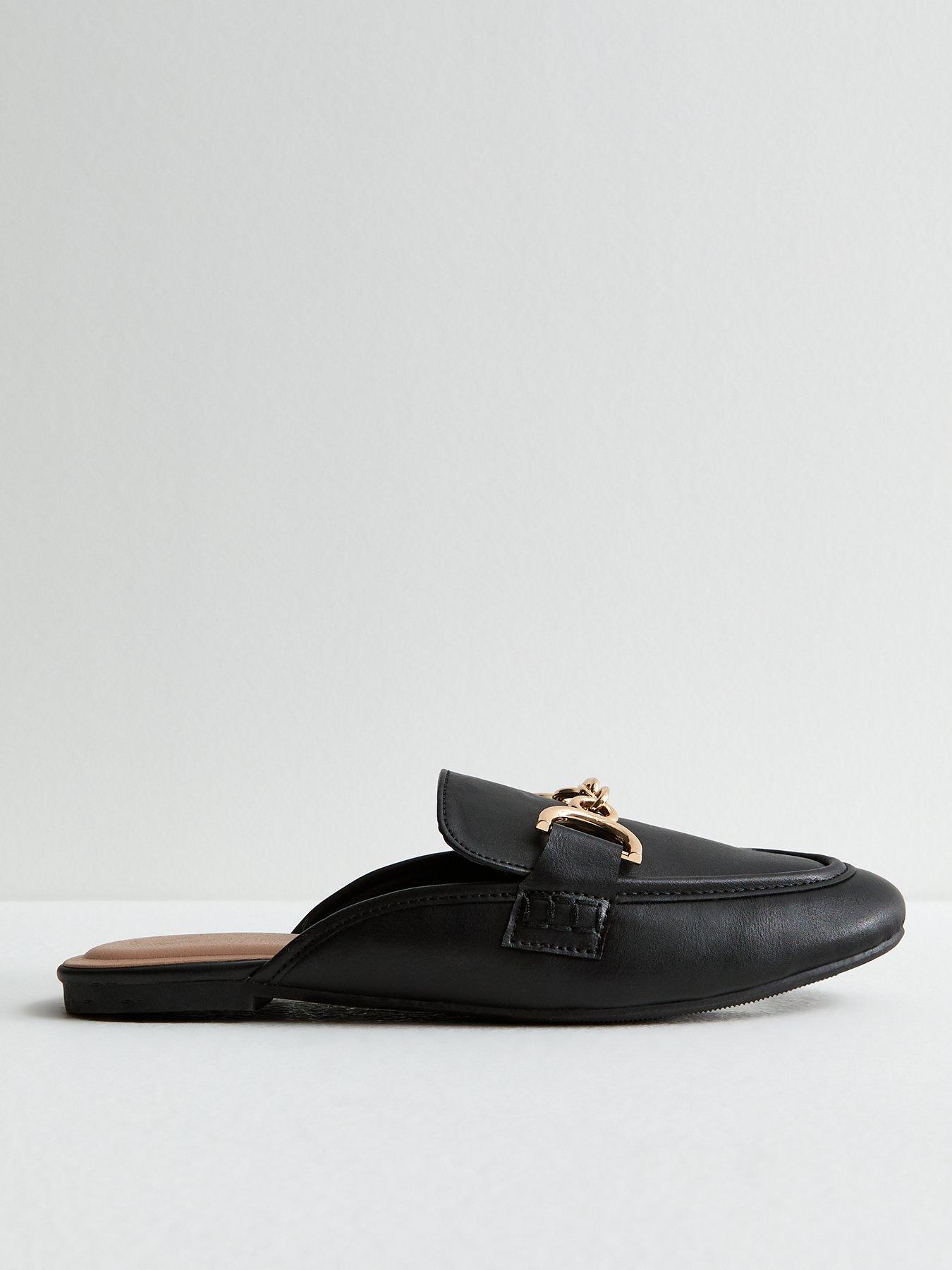 new-look-black-leather-look-chain-trim-mule-loafers