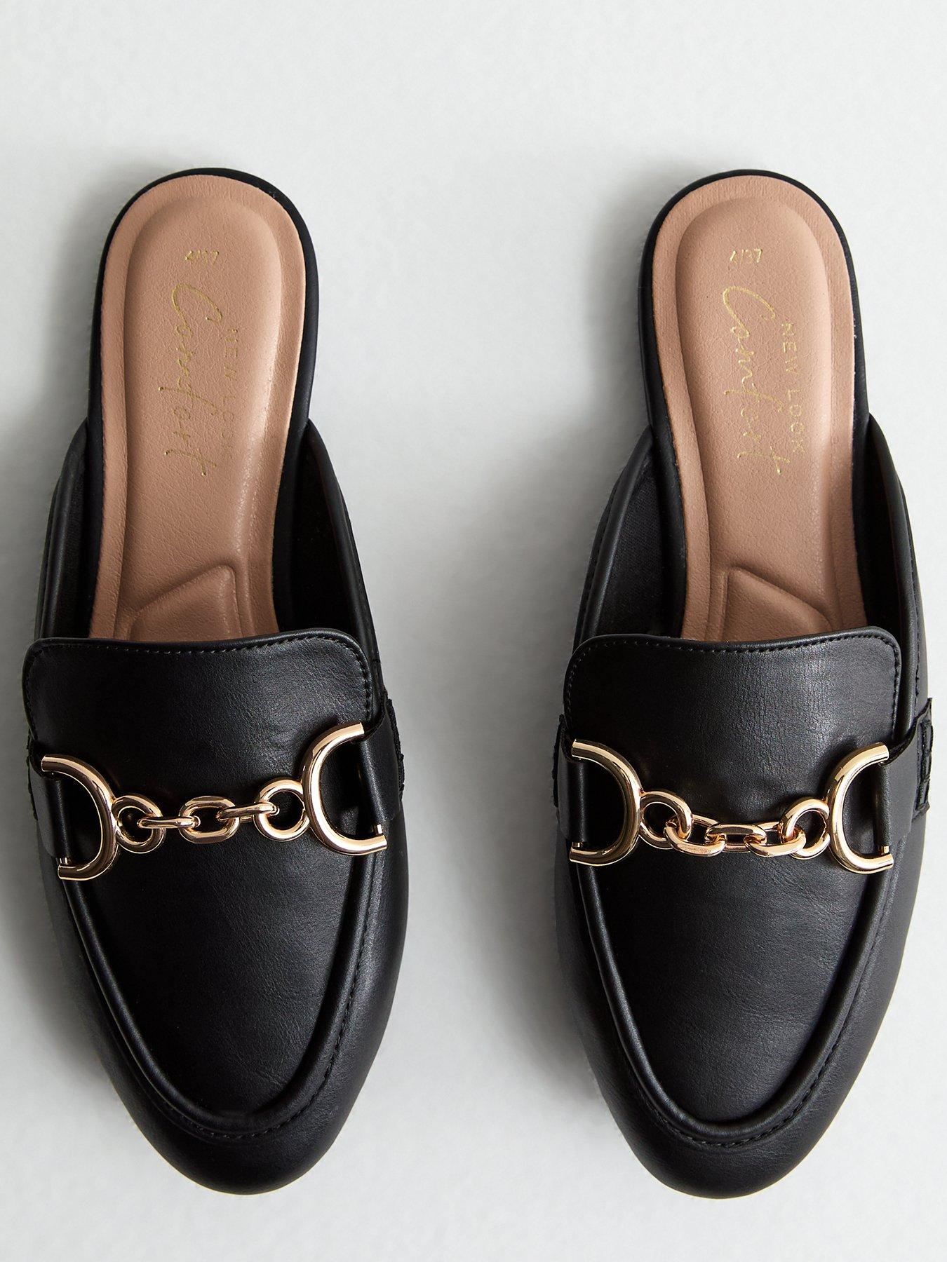 new-look-black-leather-look-chain-trim-mule-loafersoutfit