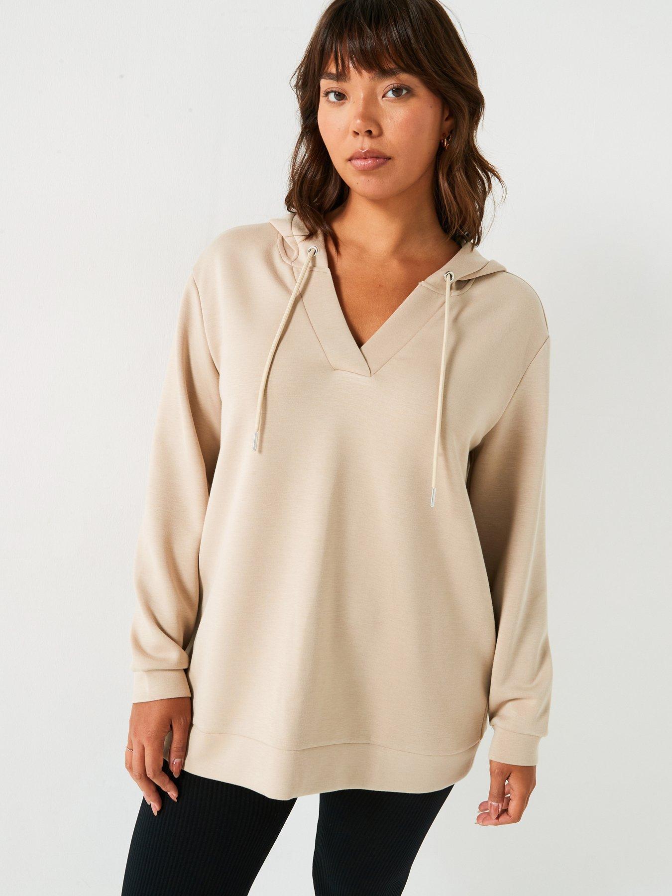 v-by-very-curve-v-neck-longline-hoodie-beige