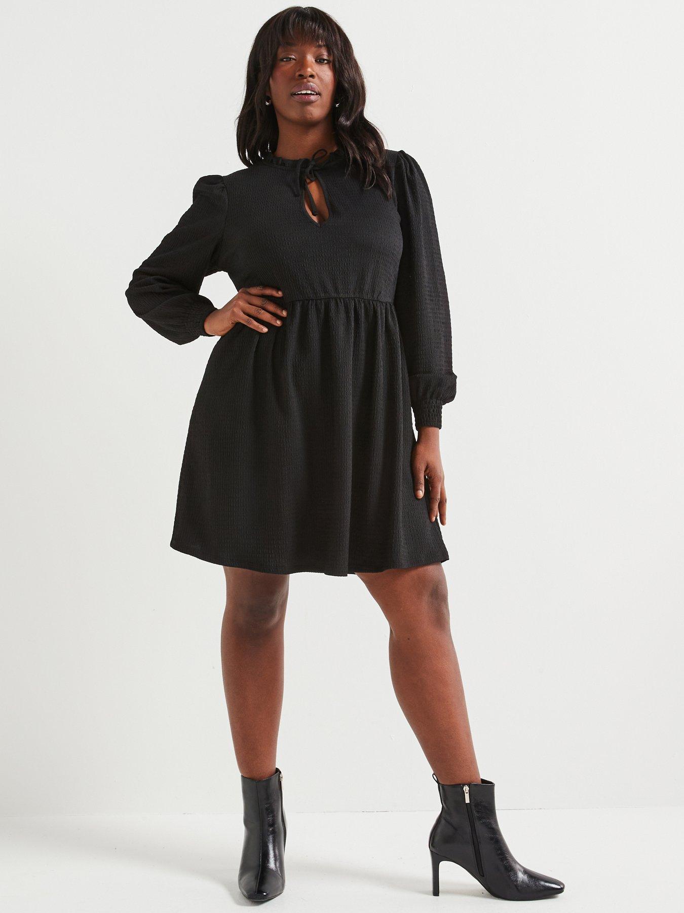 v-by-very-curve-jersey-crinkle-long-sleeve-mini-dress-black