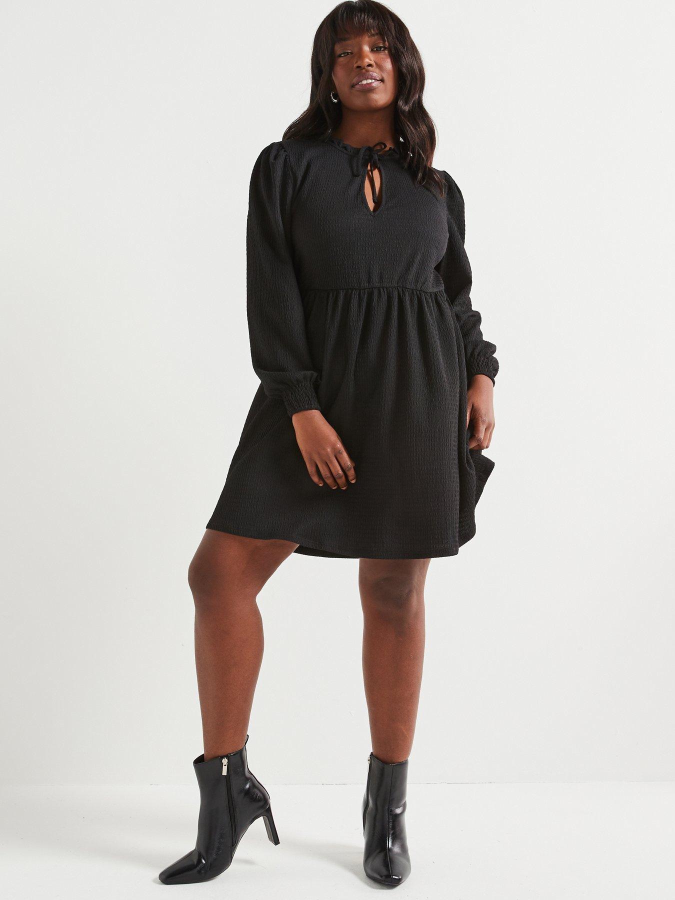 v-by-very-curve-jersey-crinkle-long-sleeve-mini-dress-blackback