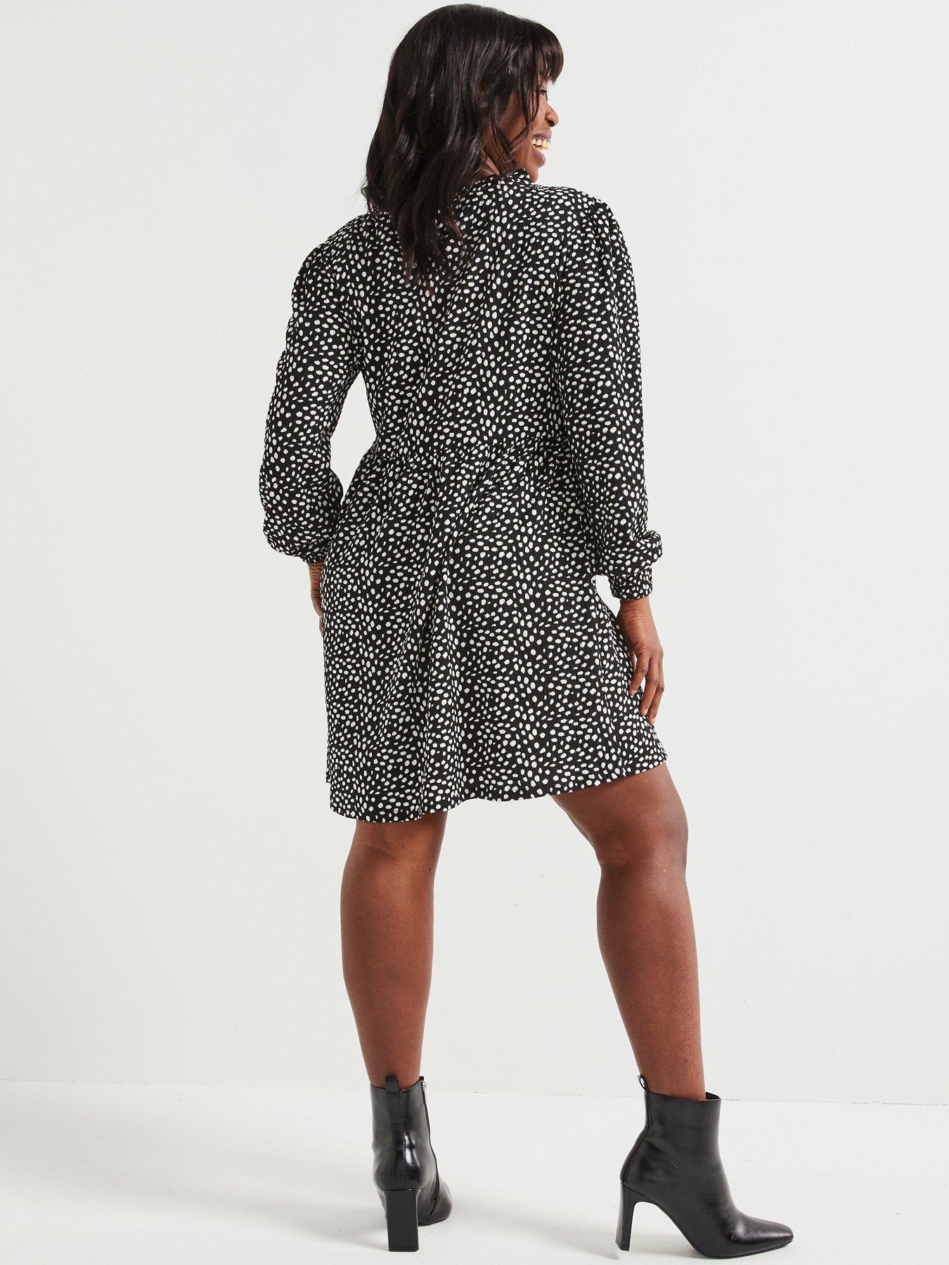 v-by-very-curve-jersey-crinkle-long-sleeve-mini-dress-blackstillFront