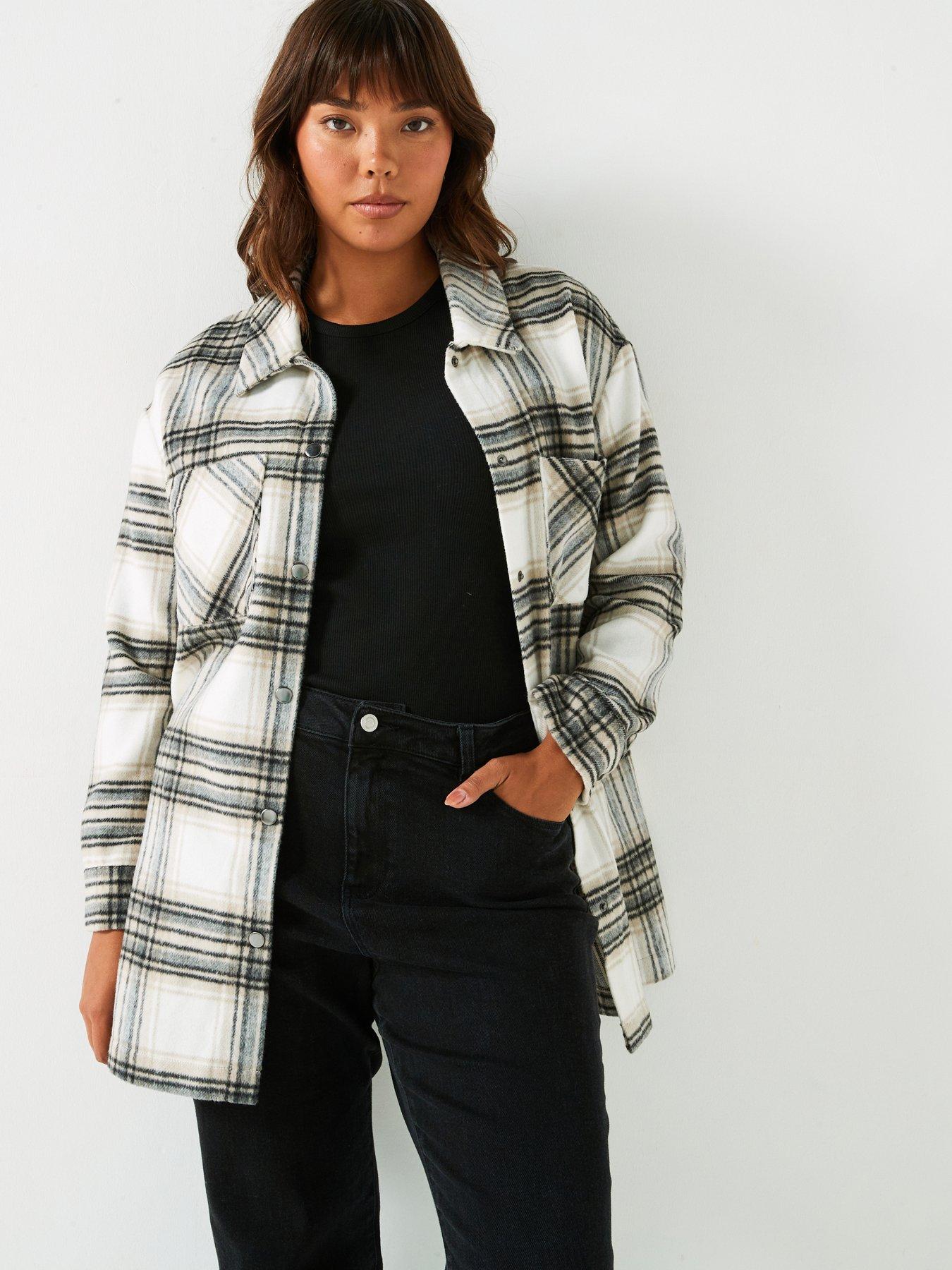 Image 1 of 6 of V by Very Curve Check Shacket - Multi