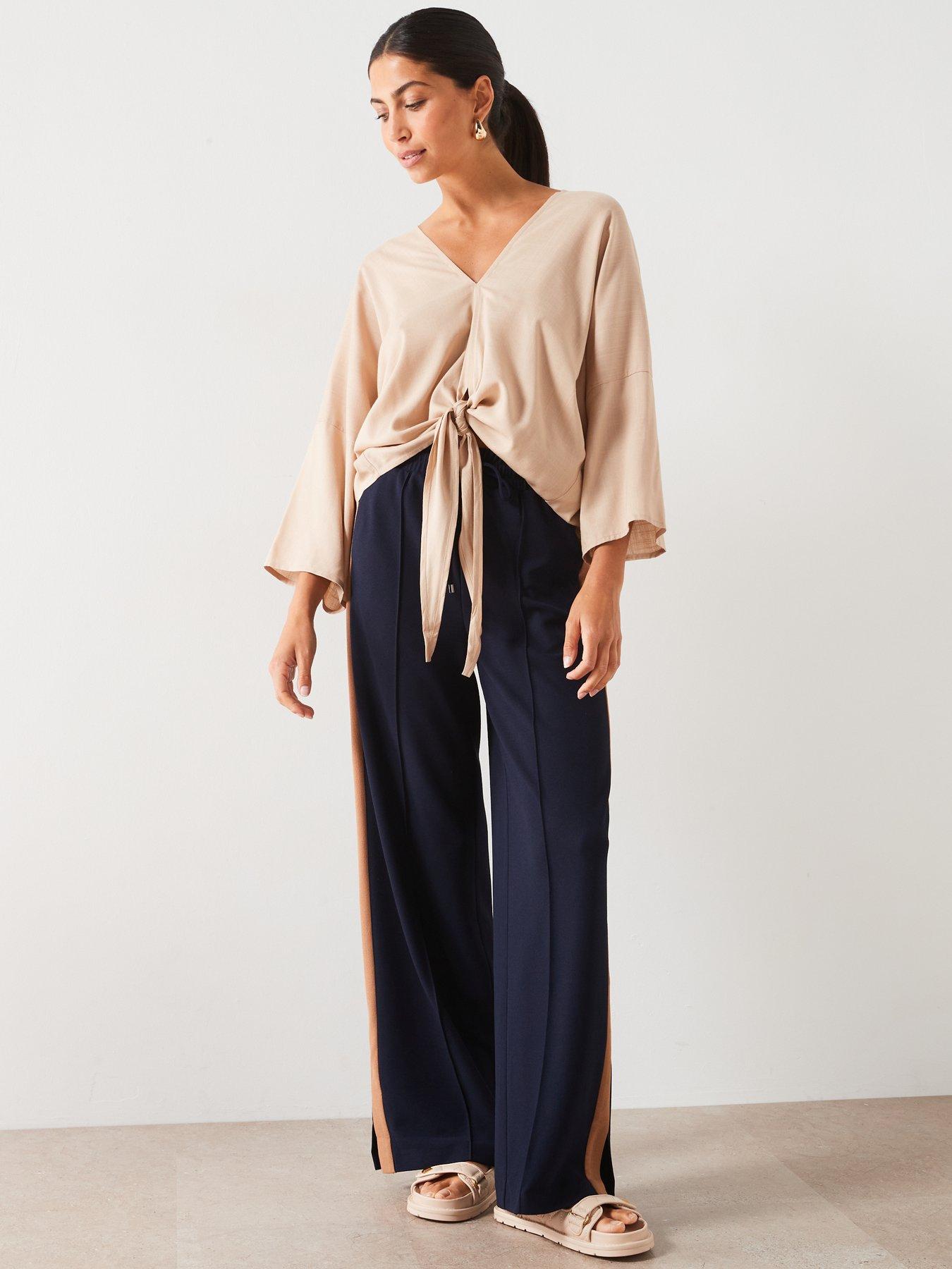 v-by-very-tie-front-textured-blouse-creamdetail