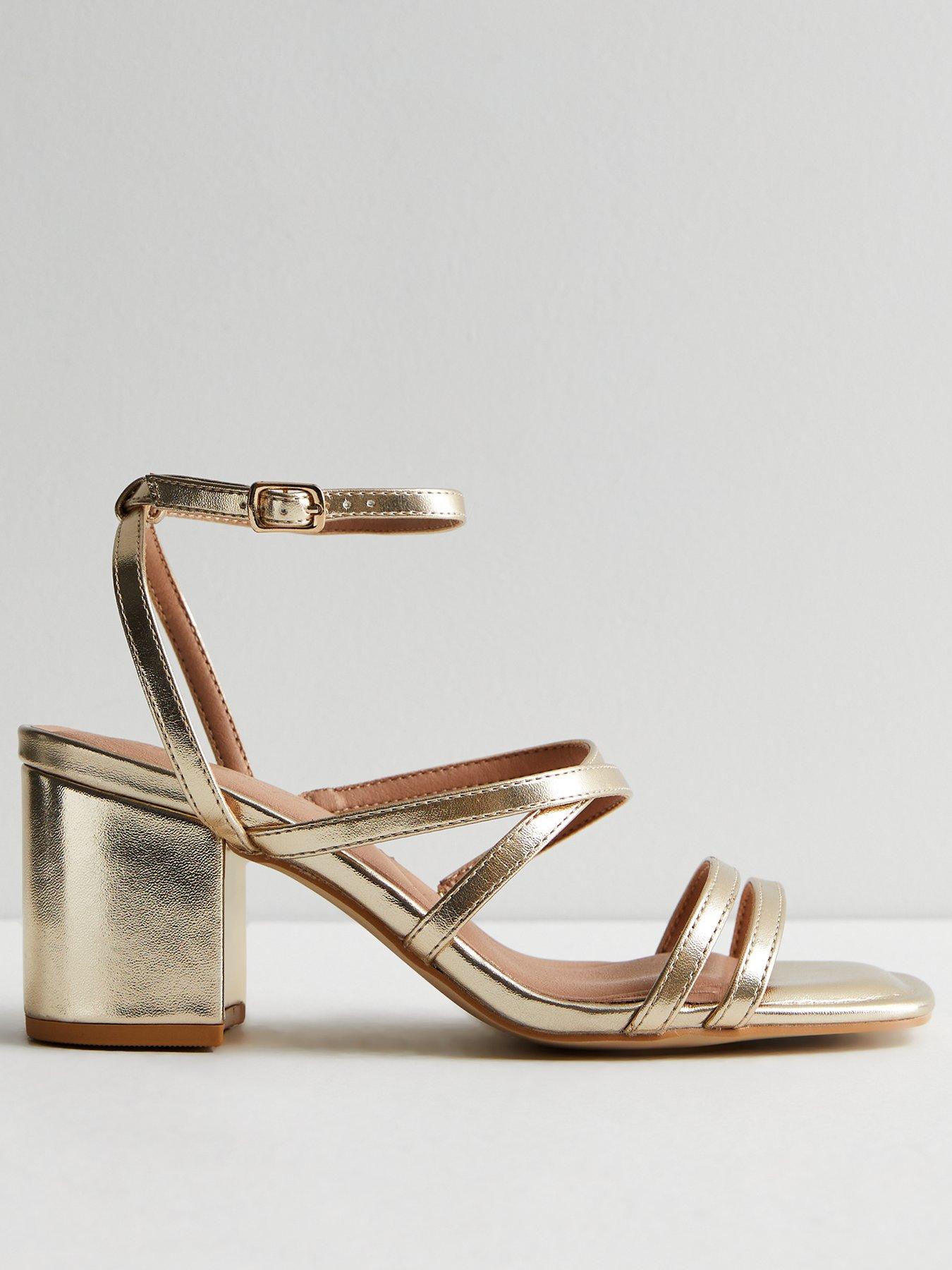 Low heel gold strappy sandals online