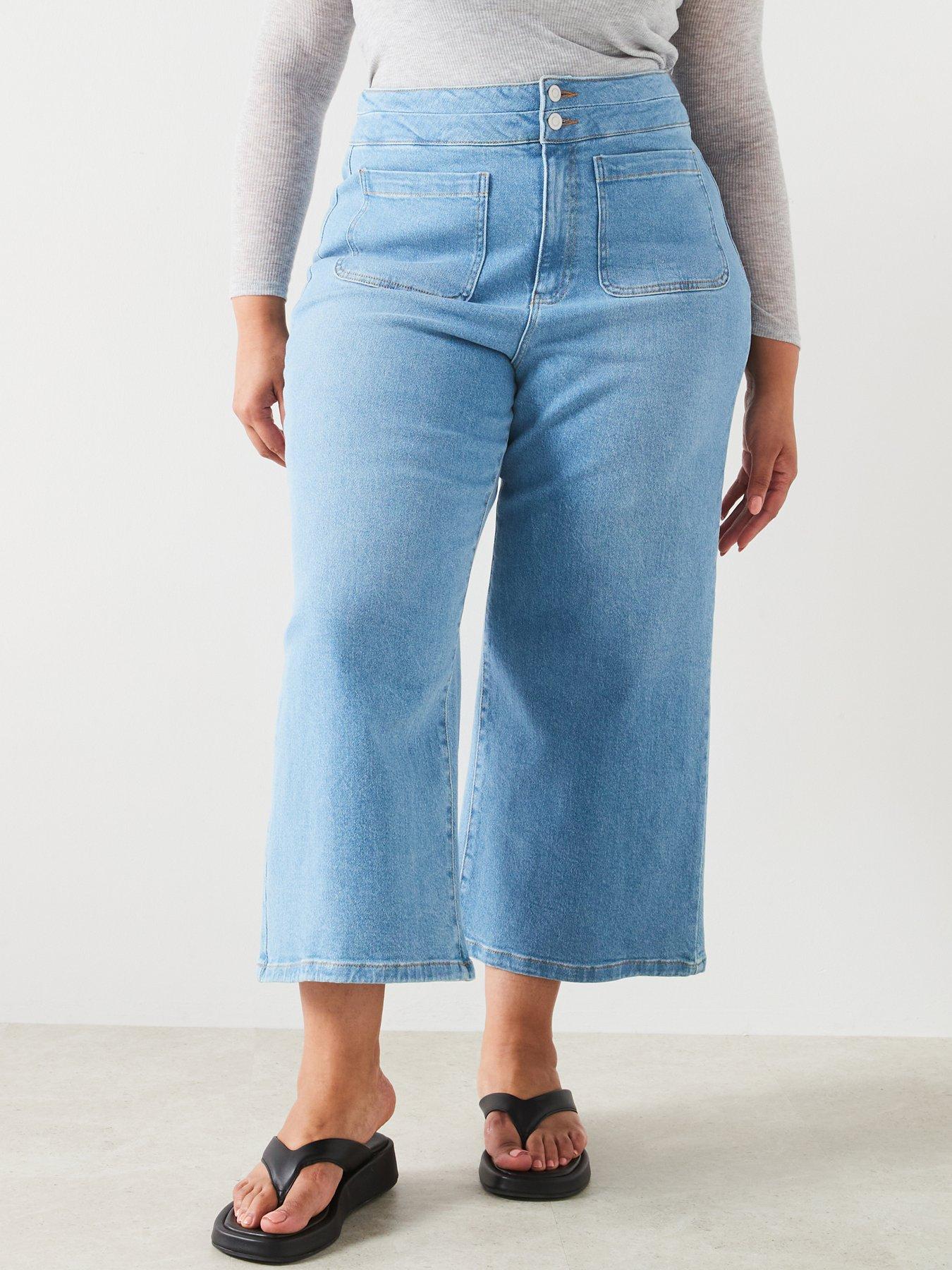 v-by-very-curve-highwaisted-stretch-crop-wide-leg-jean-blue