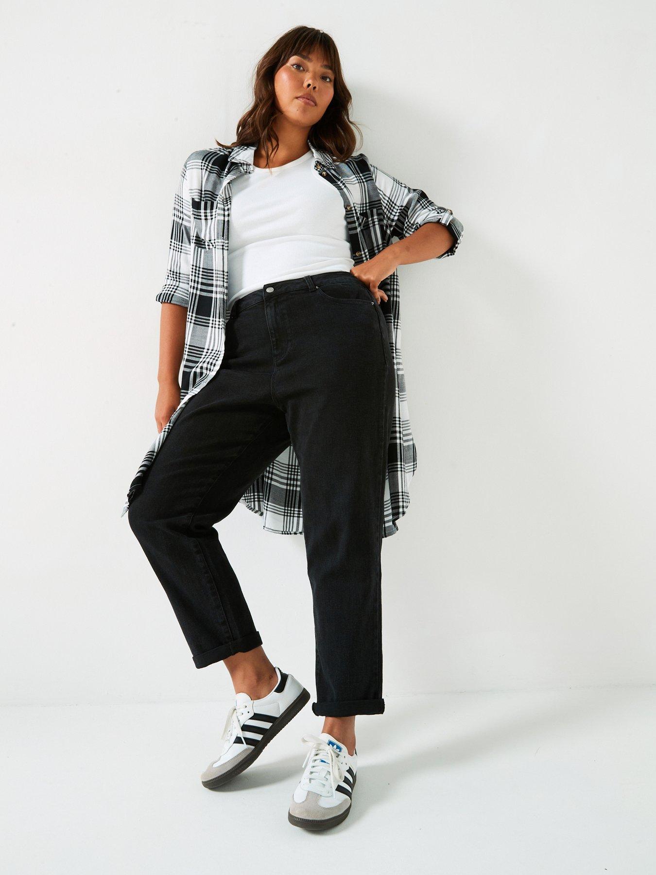 undefined High Waisted Stretch Mom Jean - Black
