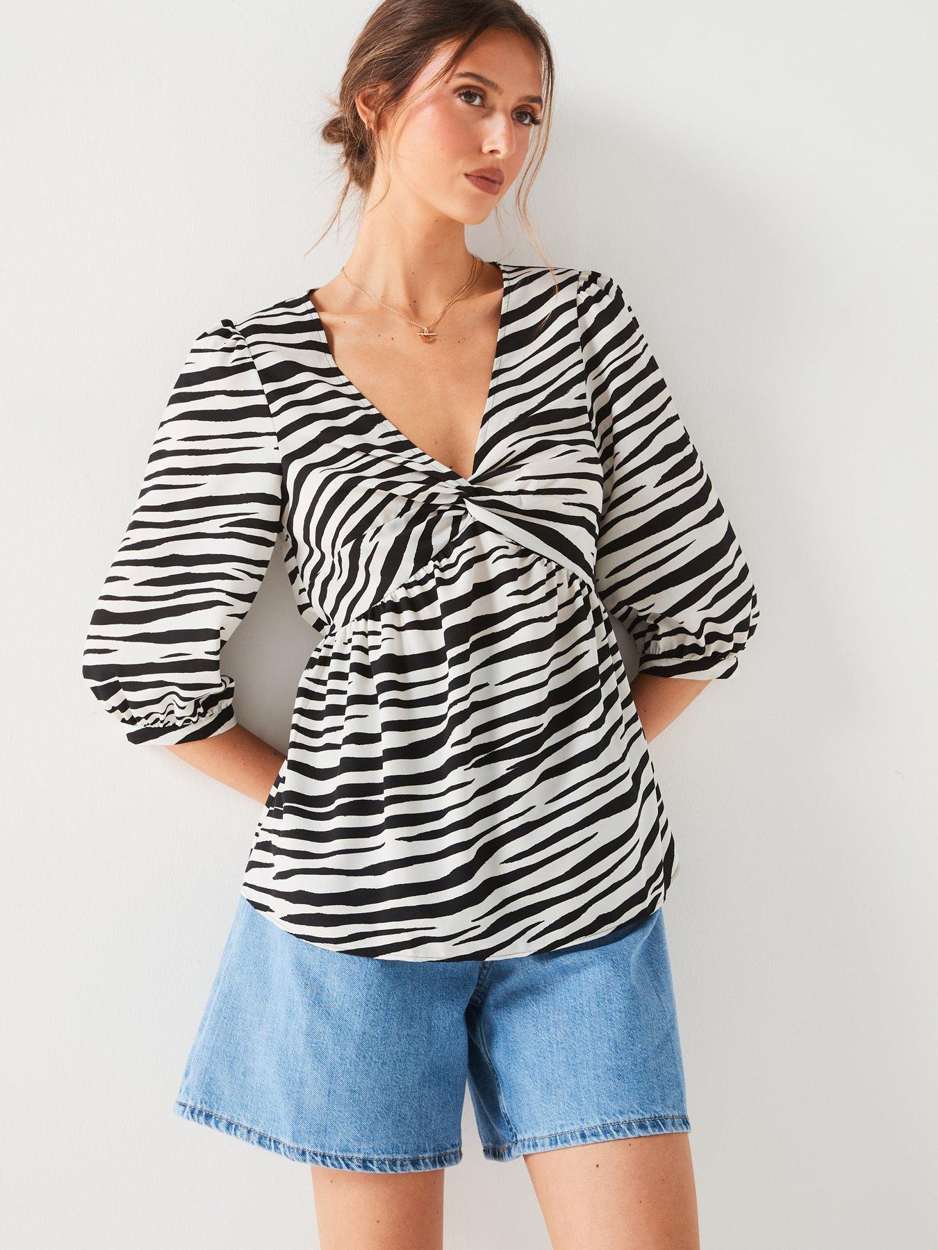 everyday-animal-printnbsptwist-front-blouse-mono-stripe